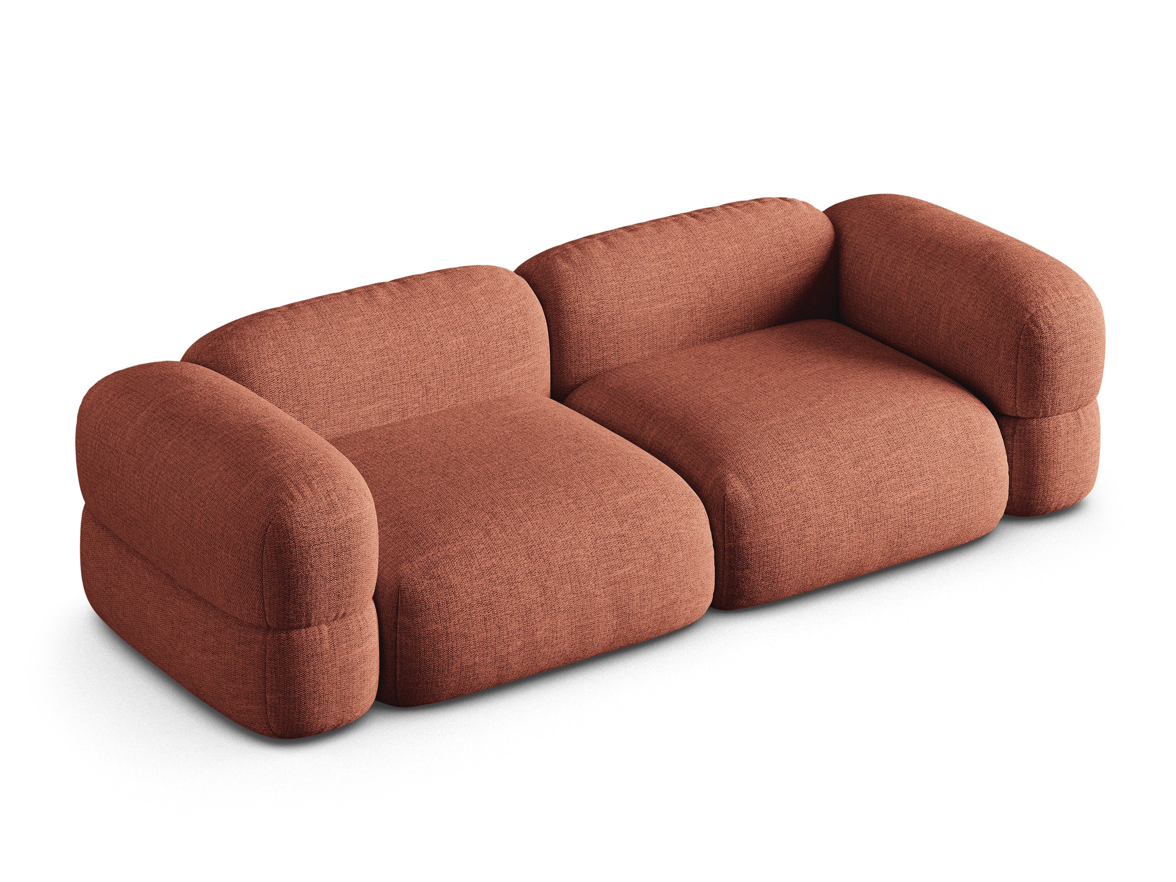 Sofa für 4 Personen ROGER korallenfarbener Chenille