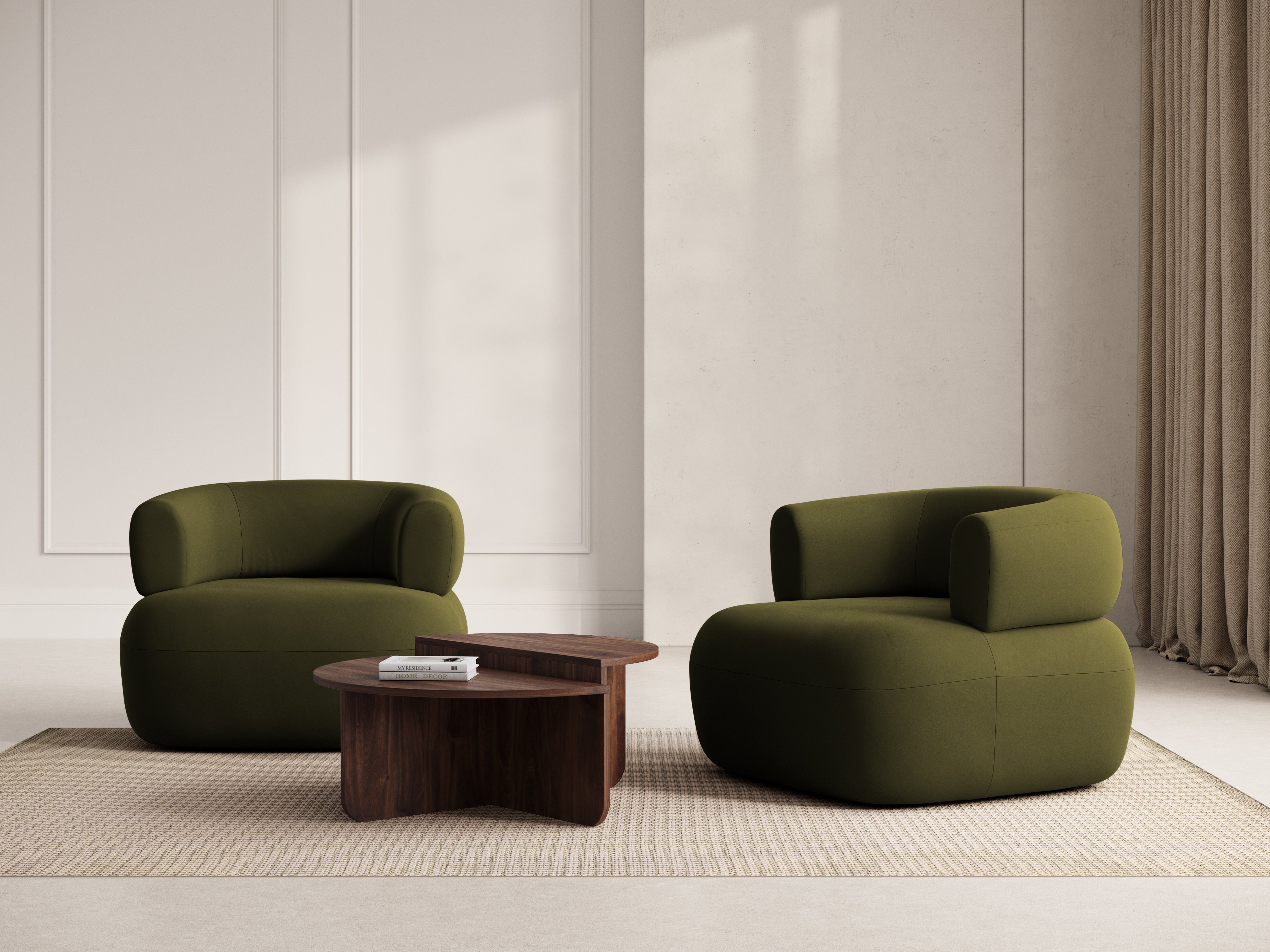Velours fauteuil ALDRIN groen