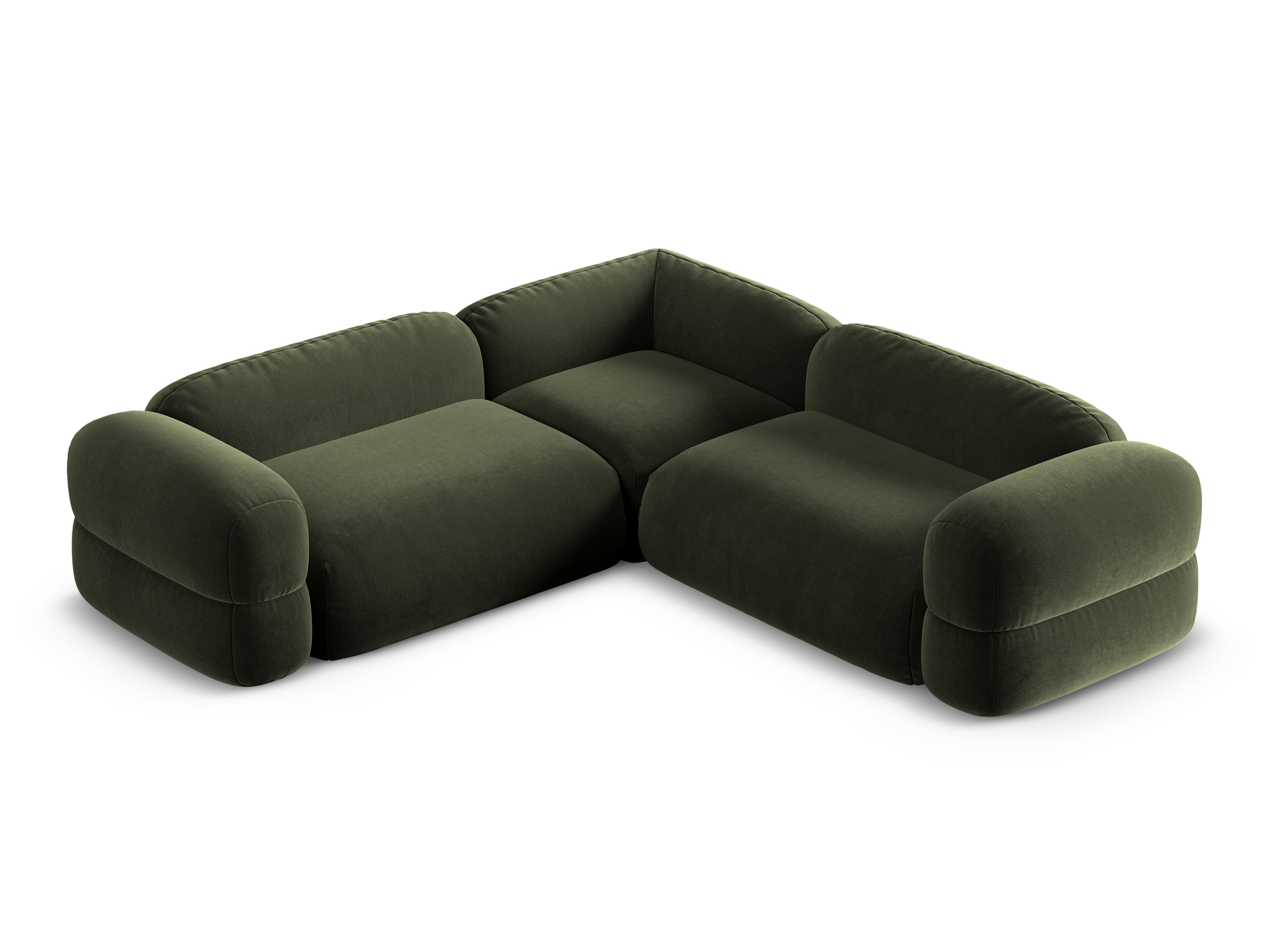 Symmetrische fluwelen hoekbank ROGER olijfgroen