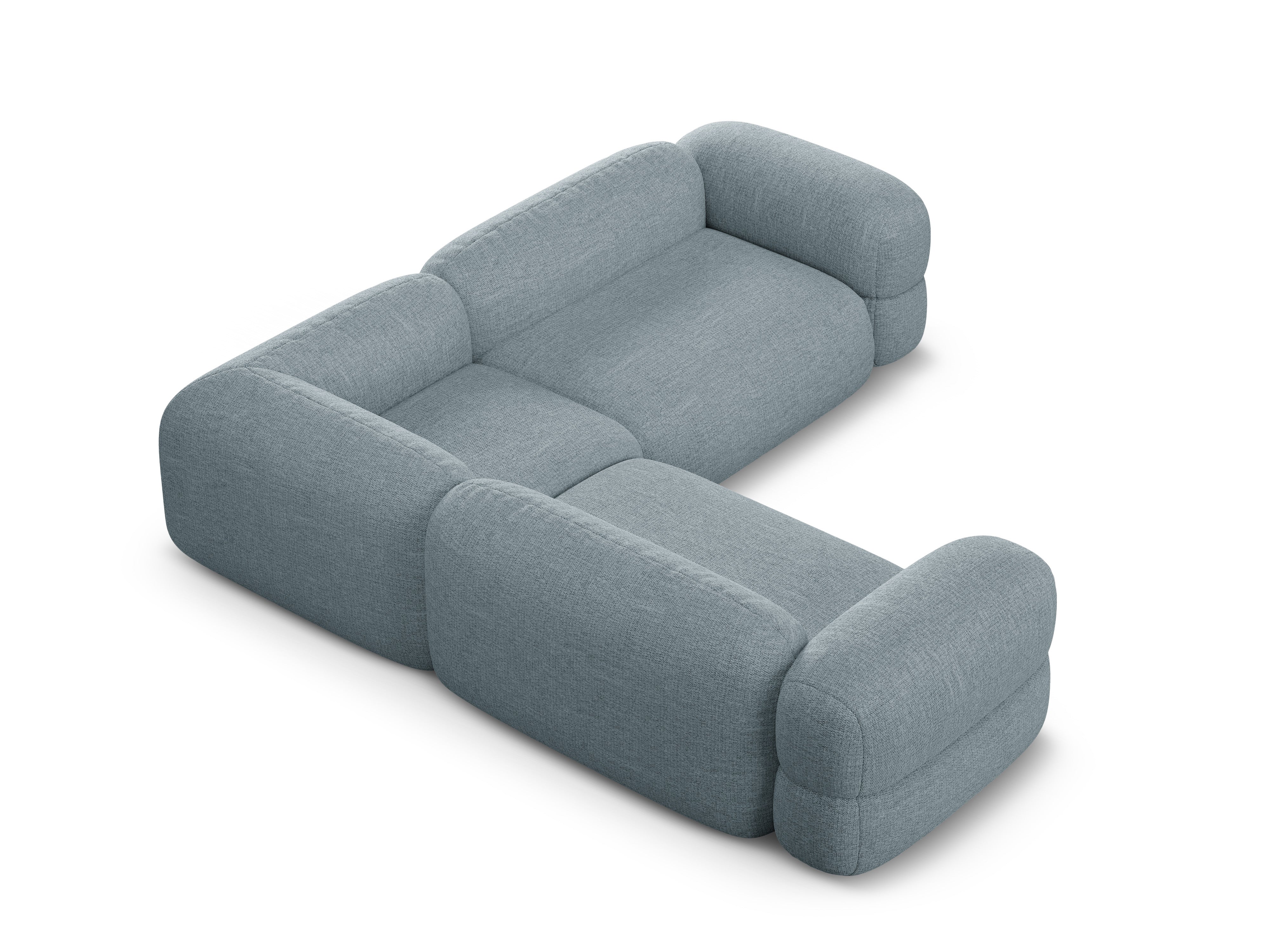 Symmetrische hoekbank ROGER lichtblauwe chenille