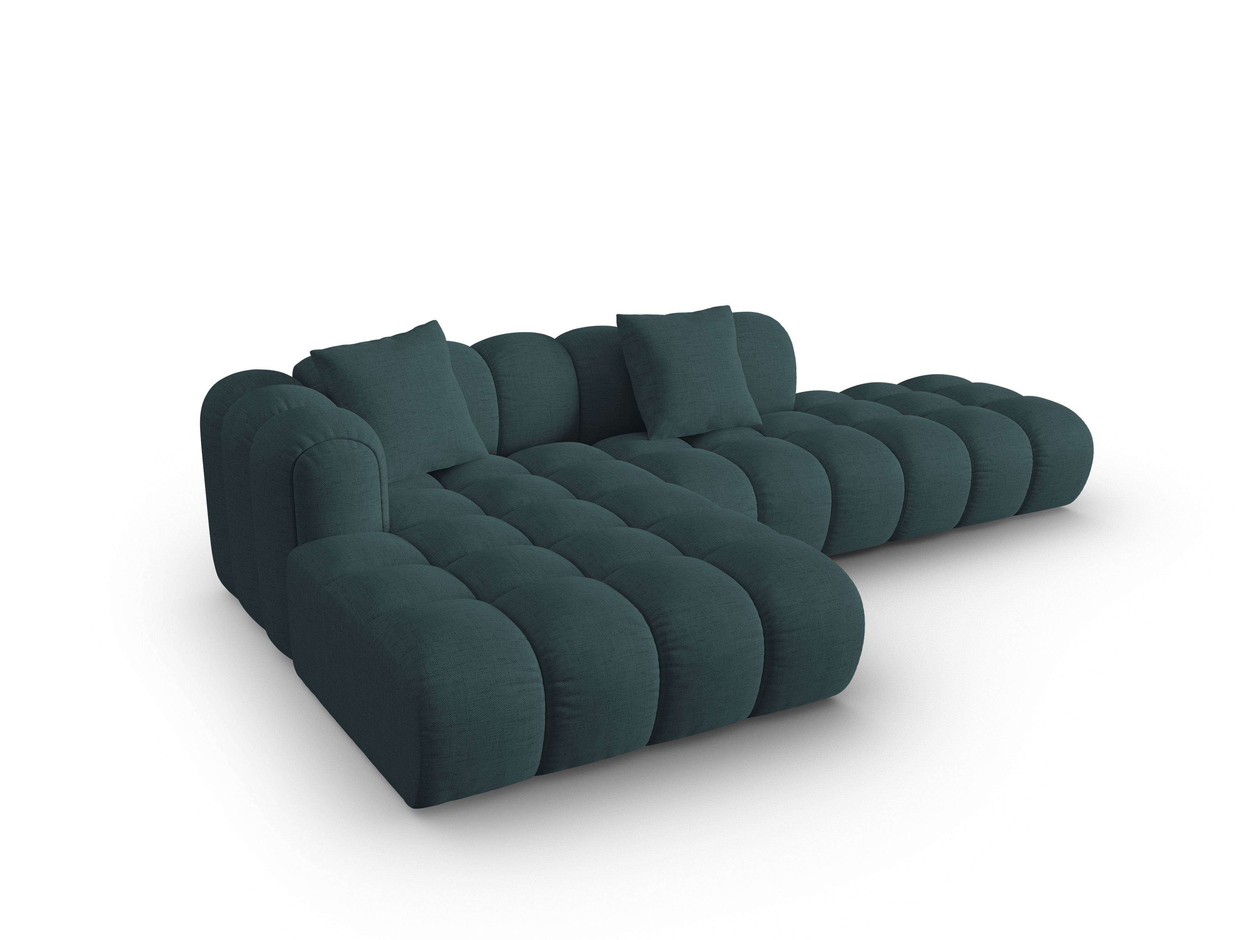 Open left-sided corner sofa ASTRO turquoise chenille