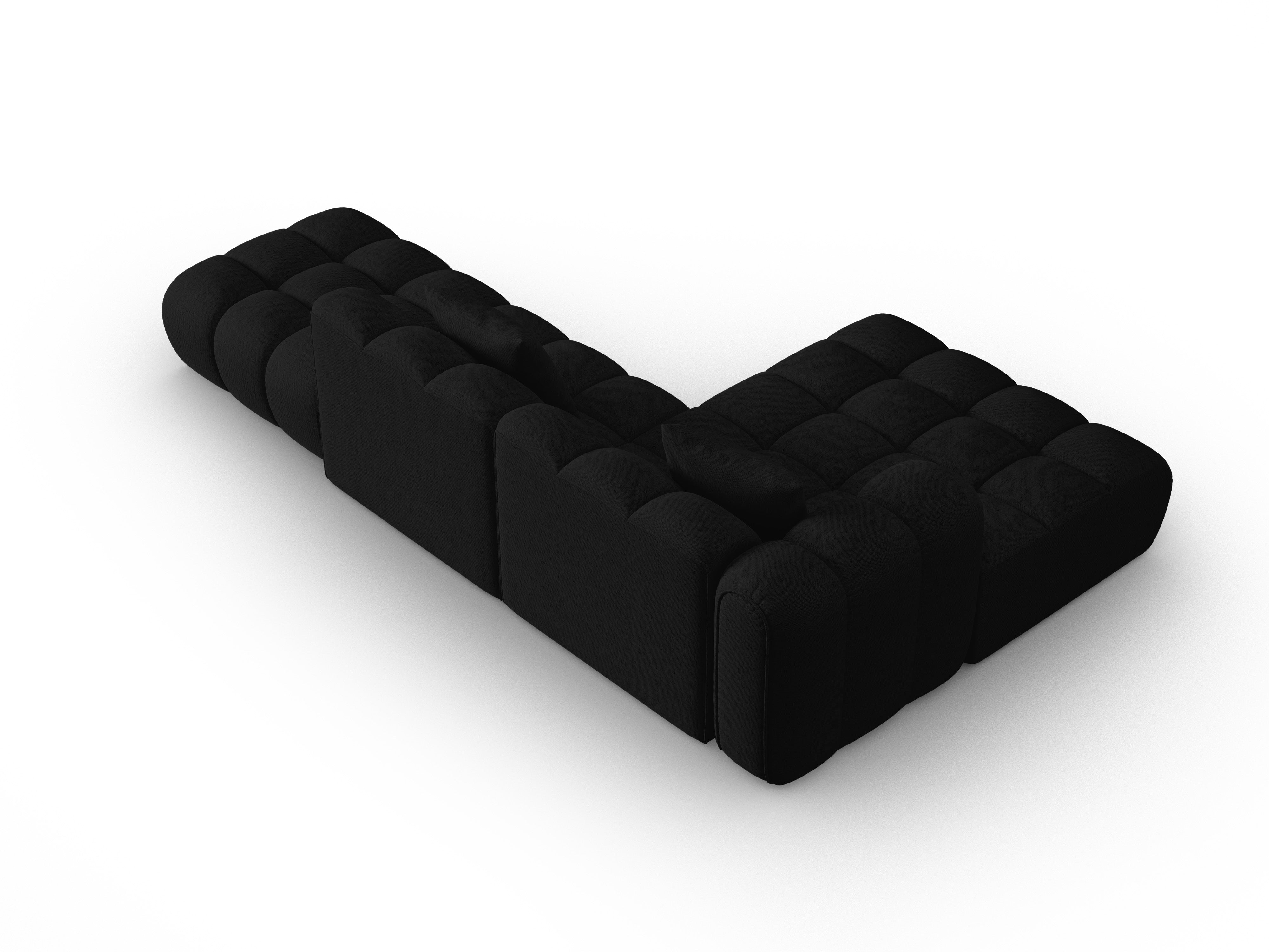 Open left-sided corner sofa ASTRO black chenille