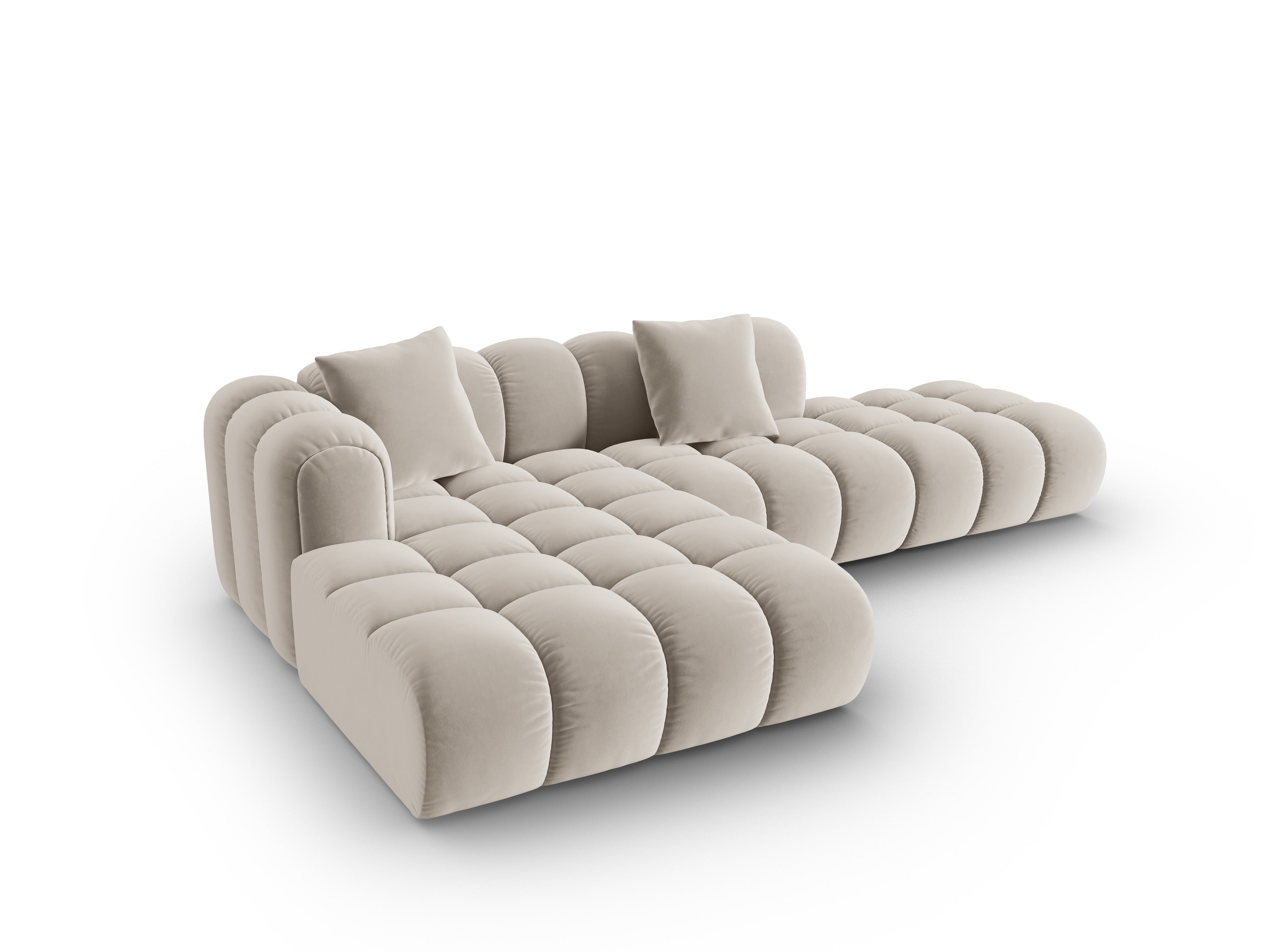 Velvet hoekbank open links ASTRO ecru