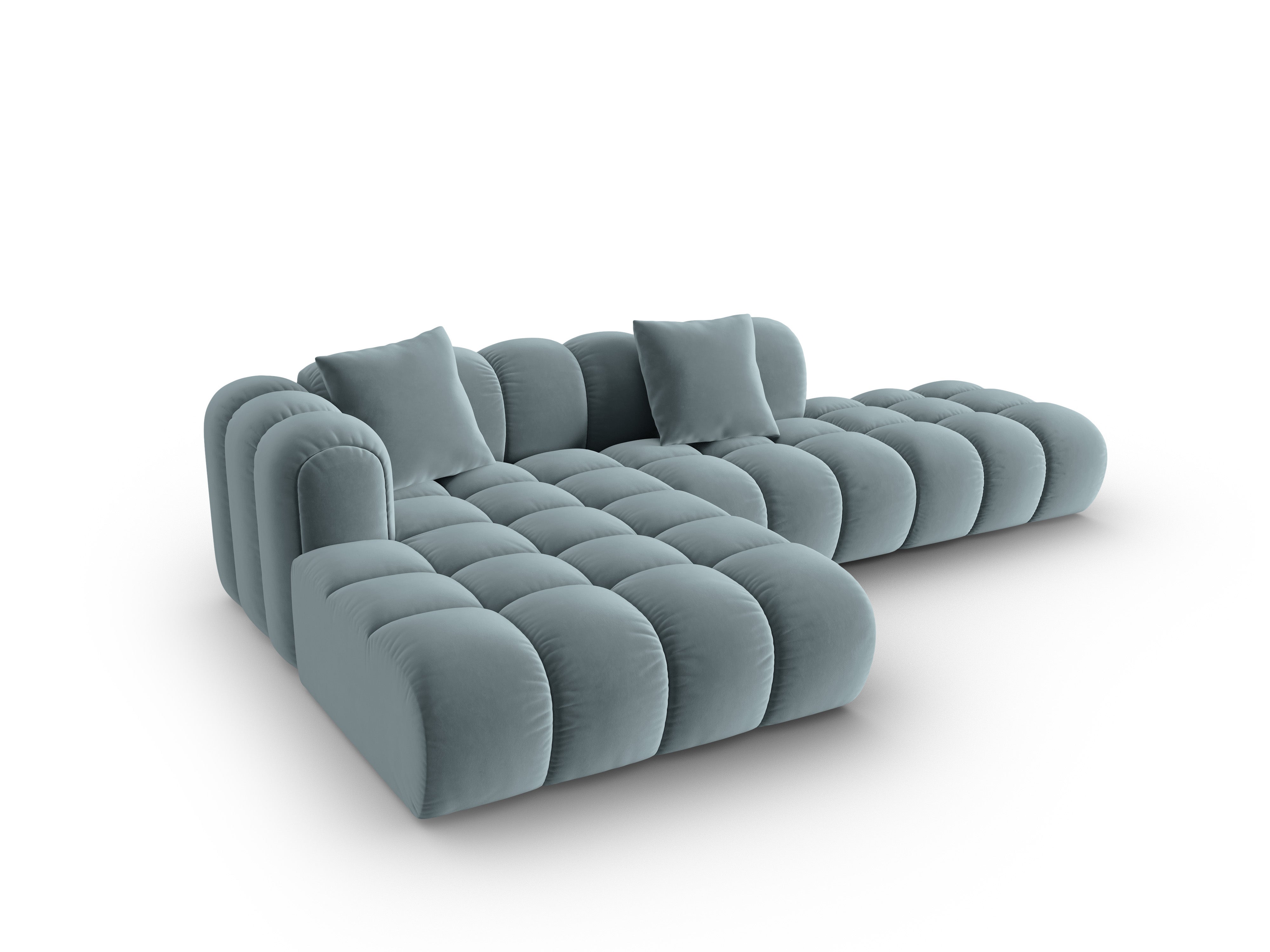 Open Left Velvet Corner Sofa ASTRO Light Blue