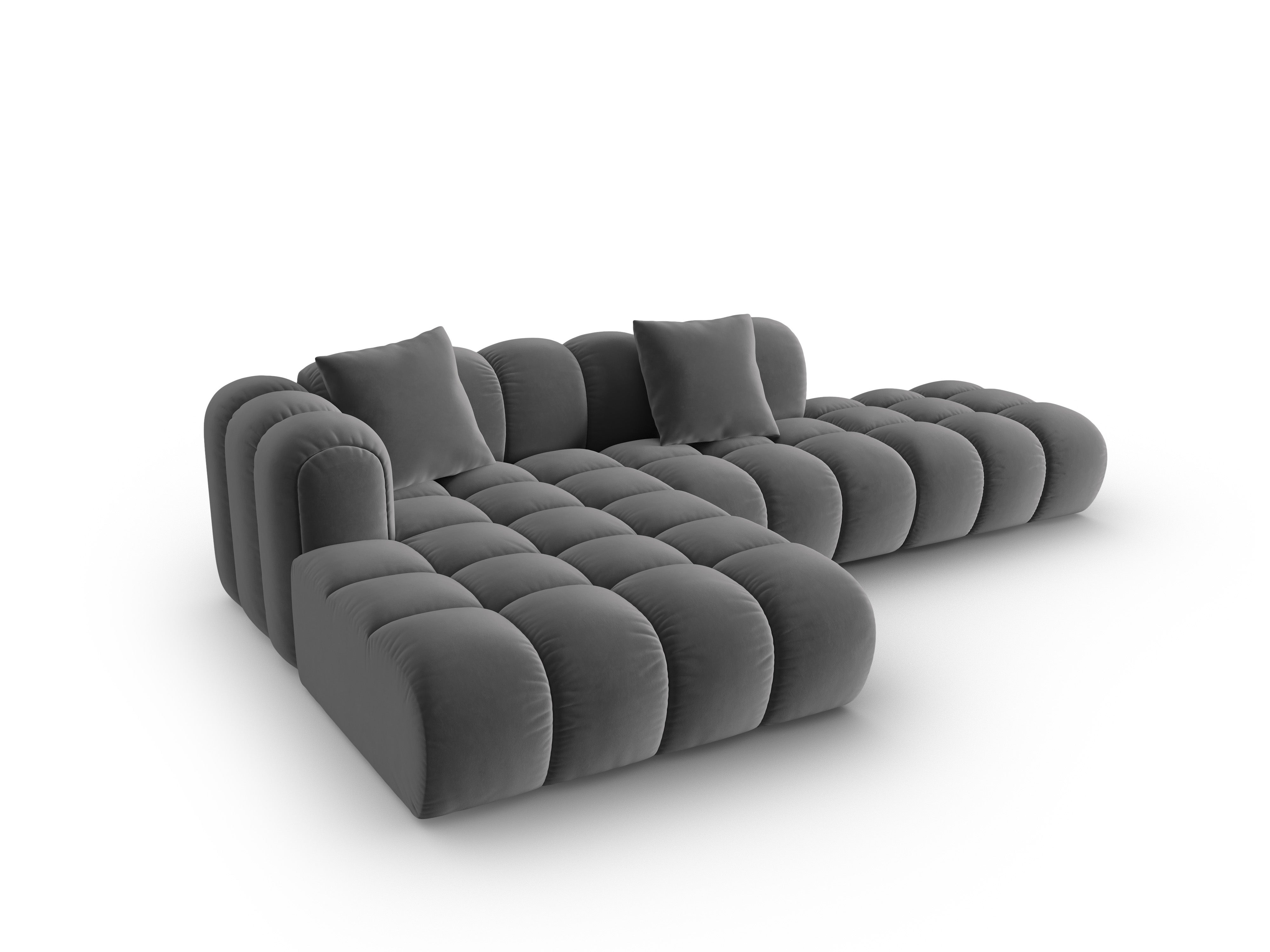 Open Left-Arm Velvet Corner Sofa ASTRO Gray