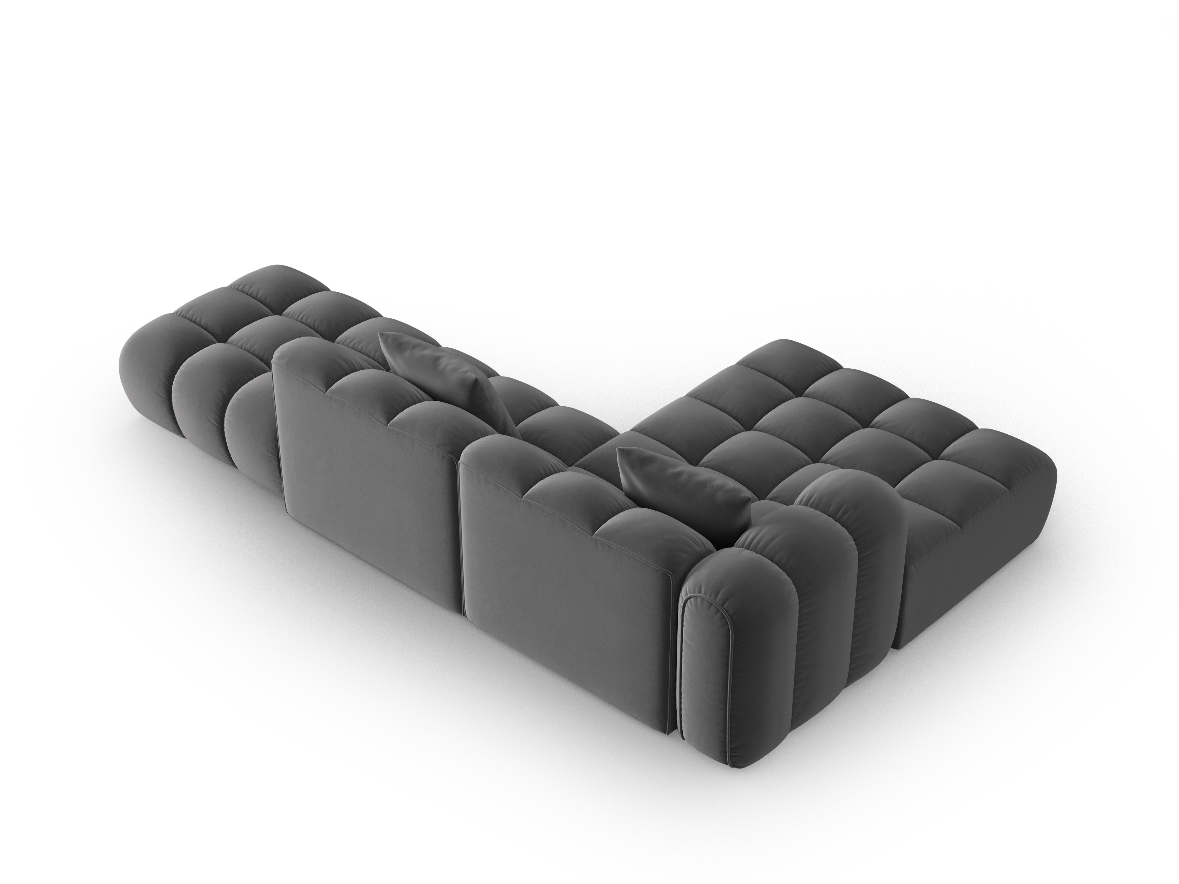 Open Left-Arm Velvet Corner Sofa ASTRO Gray