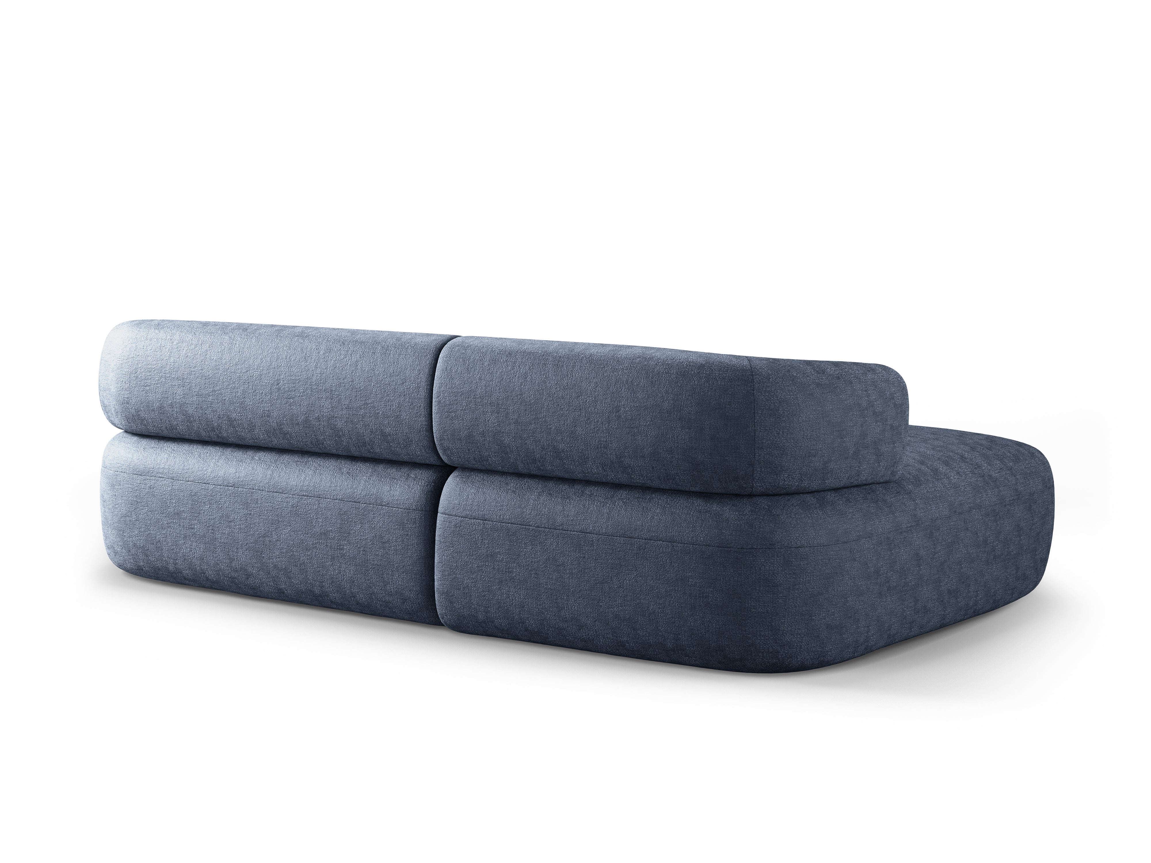 Driepersoons linkerhoekbank ALDRIN in marineblauwe chenille