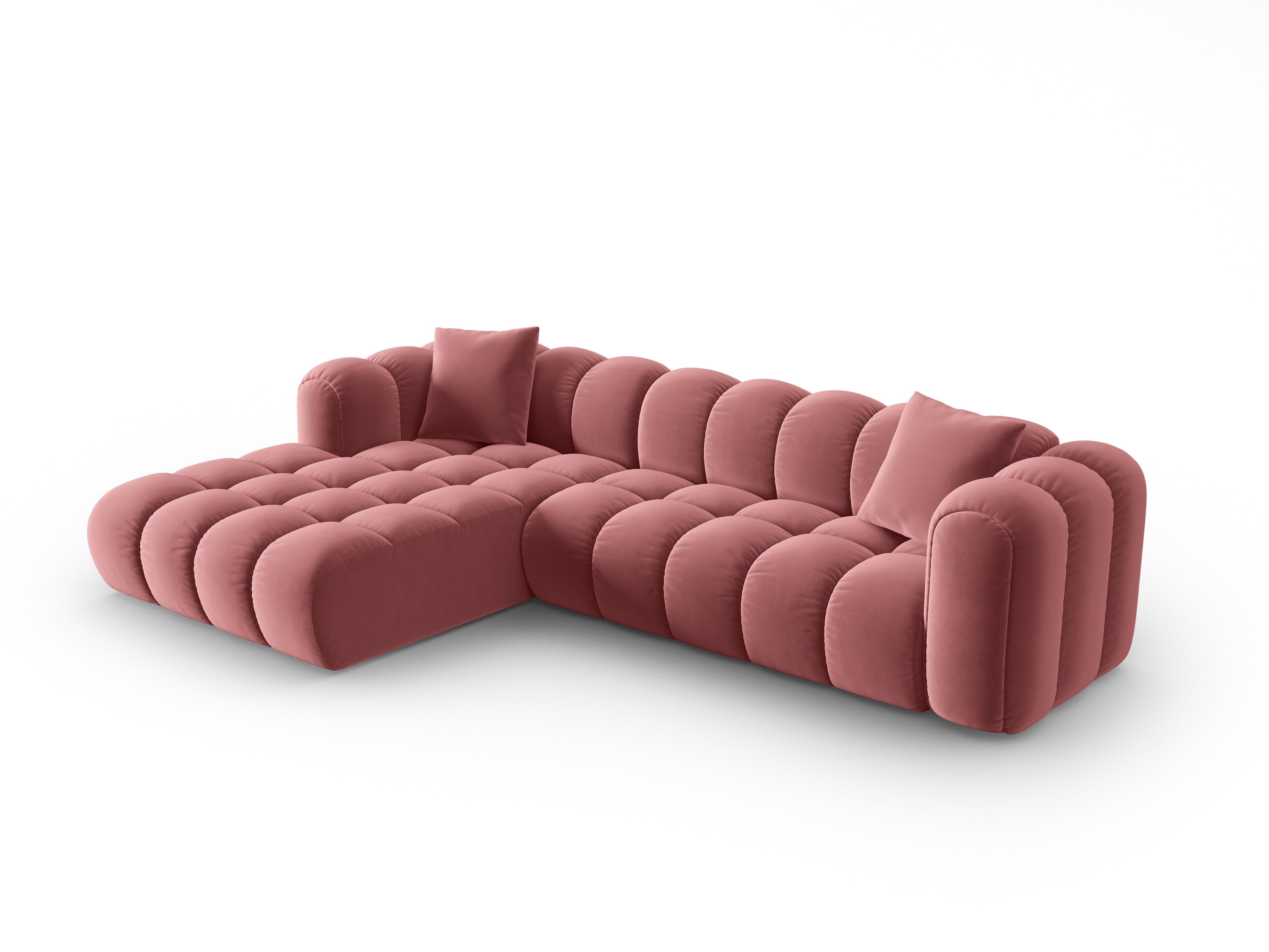 Velvet corner sofa for 4 people, left-sided, ASTRO, pink