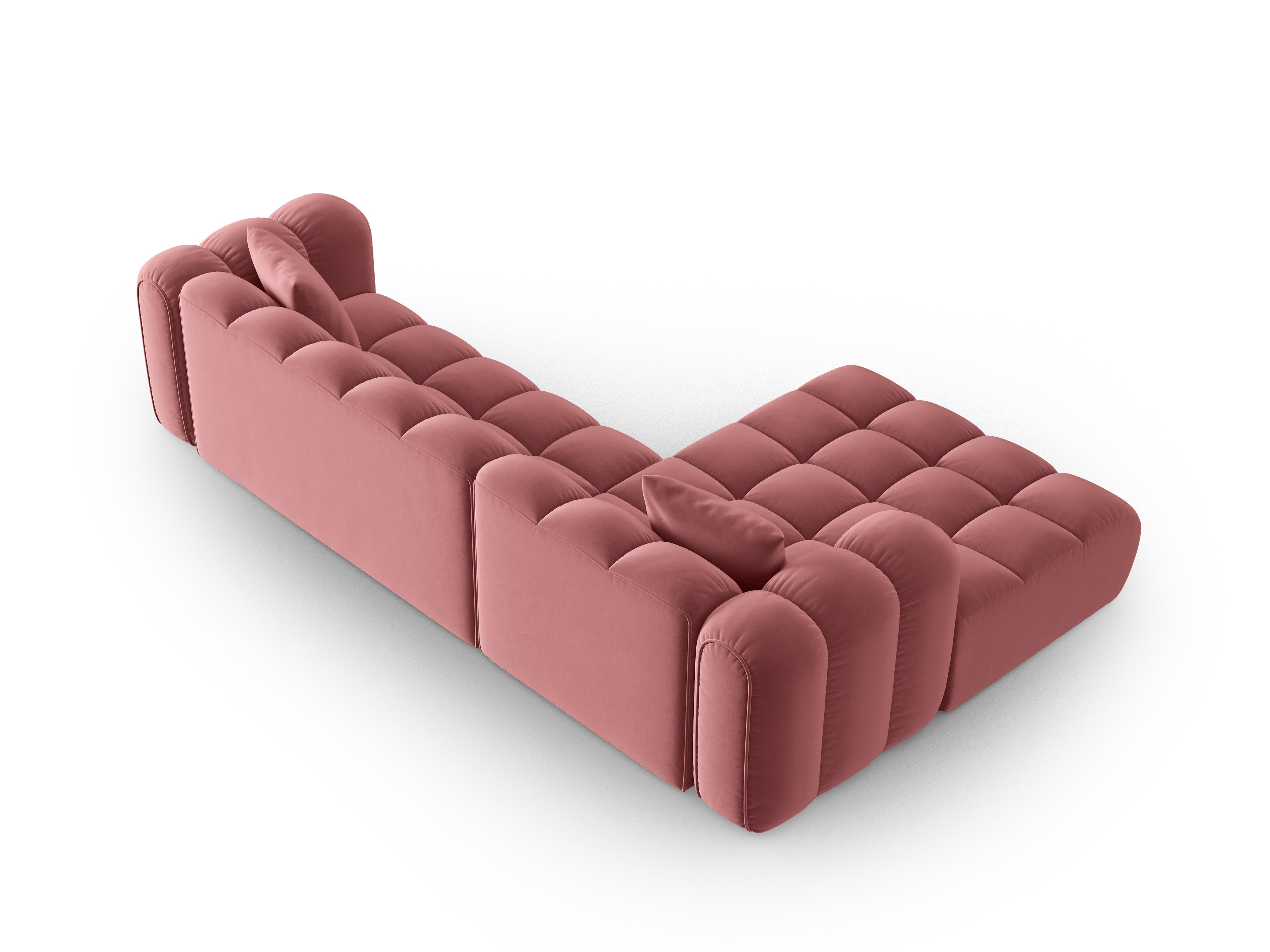 Velvet corner sofa for 4 people, left-sided, ASTRO, pink