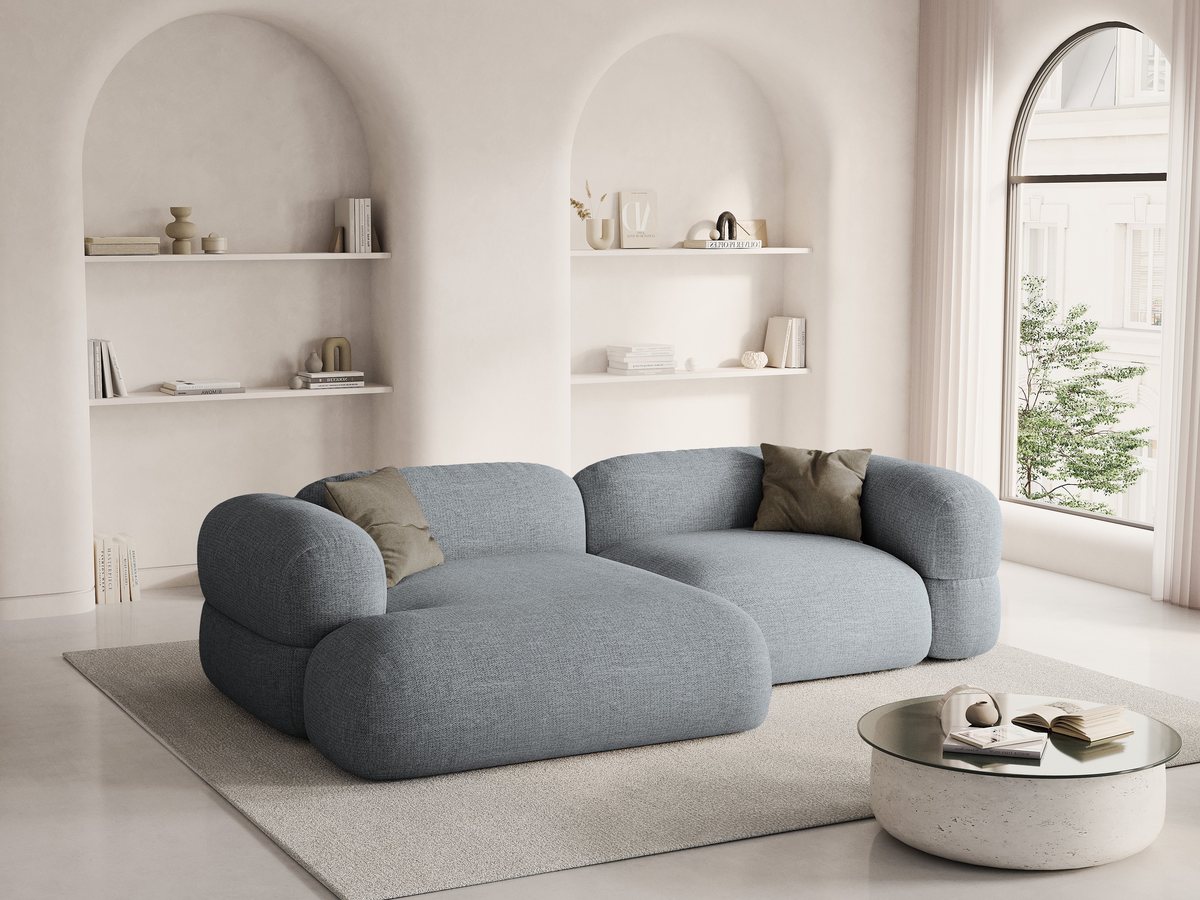 Linksseitige Eckcouch ROGER graues Chenille