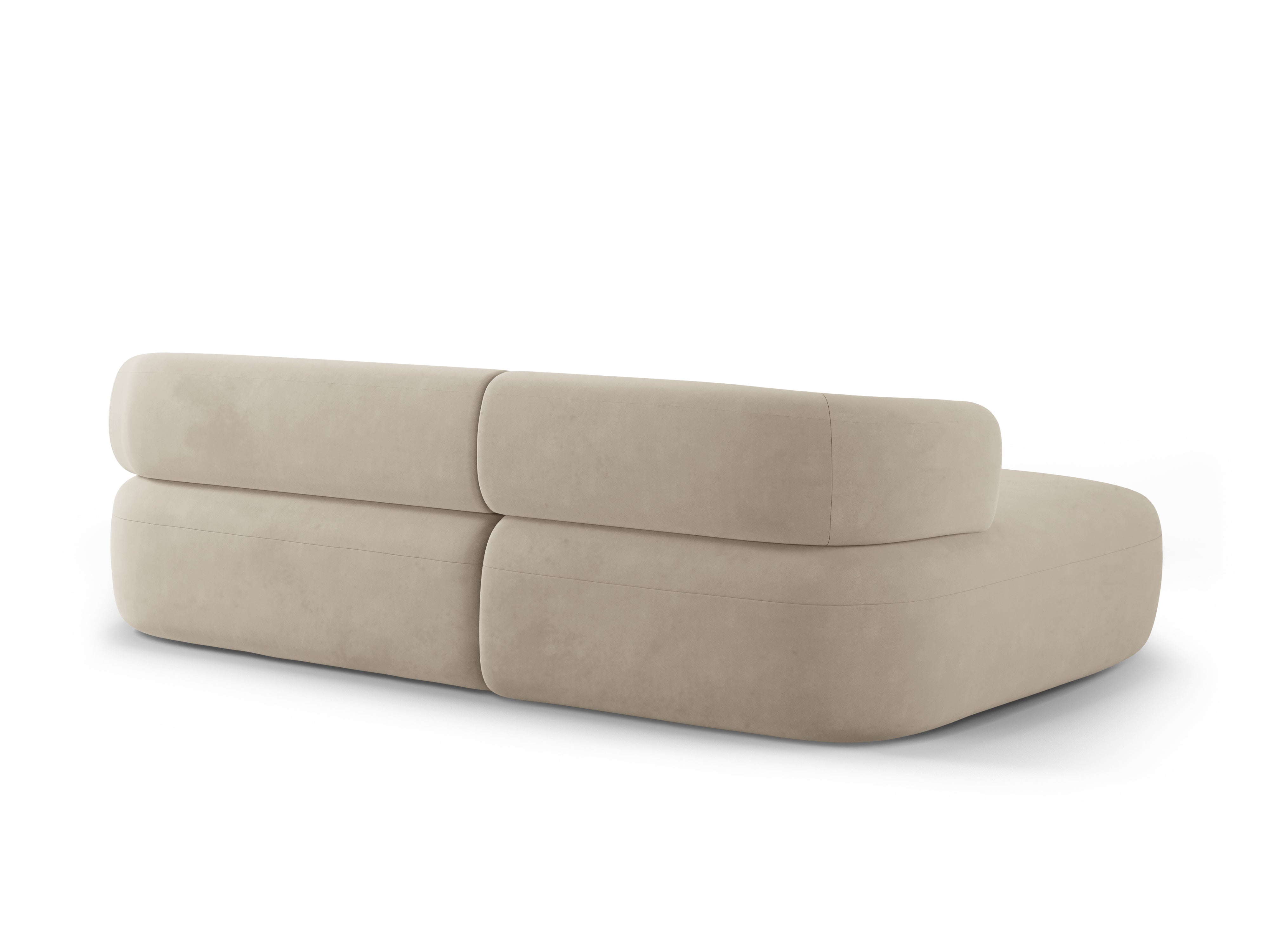 Beige 3-zits fluwelen hoekbank ALDRIN links