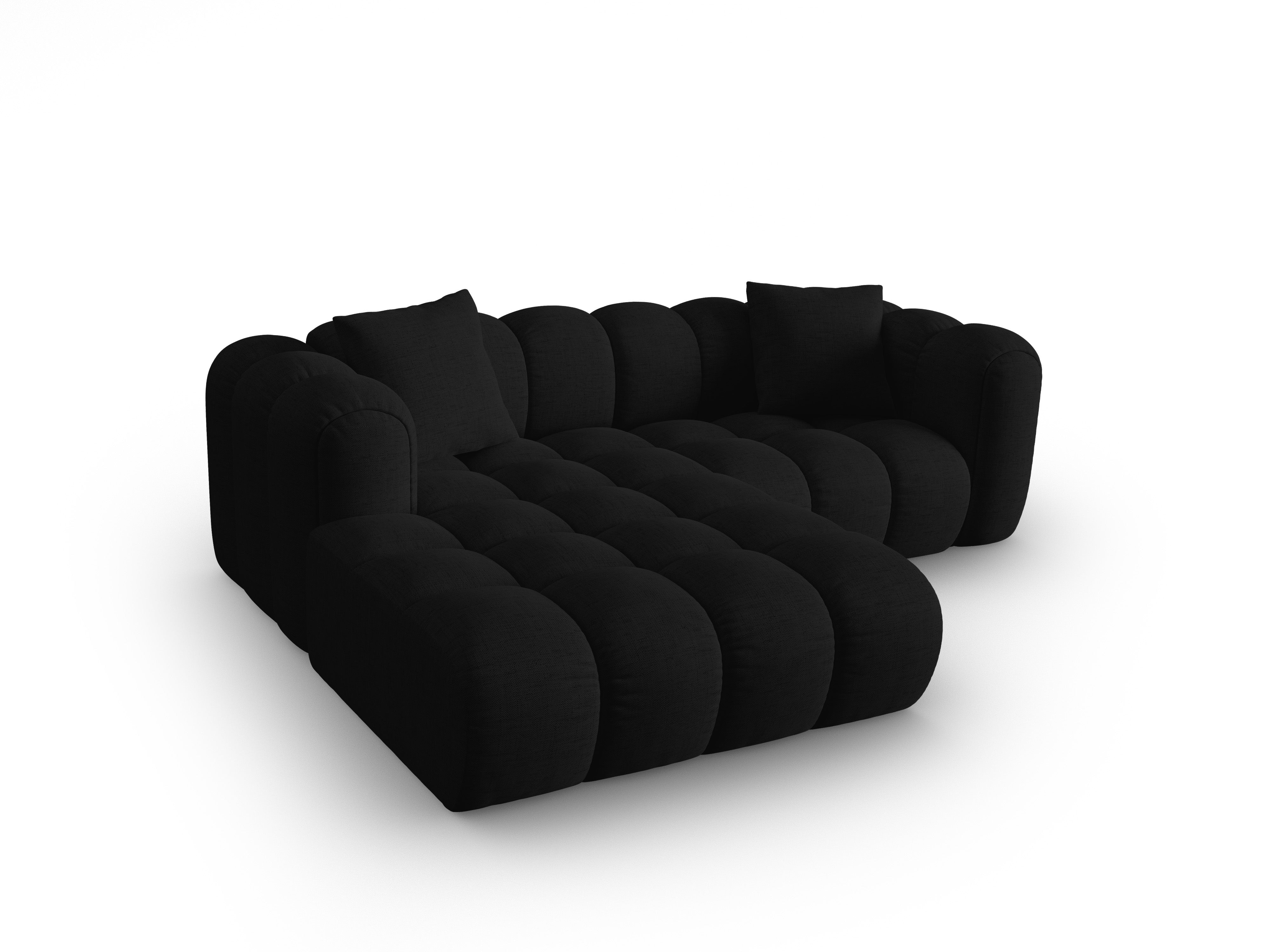 3-sitziger linker Ecksofa ASTRO schwarzer Chenille