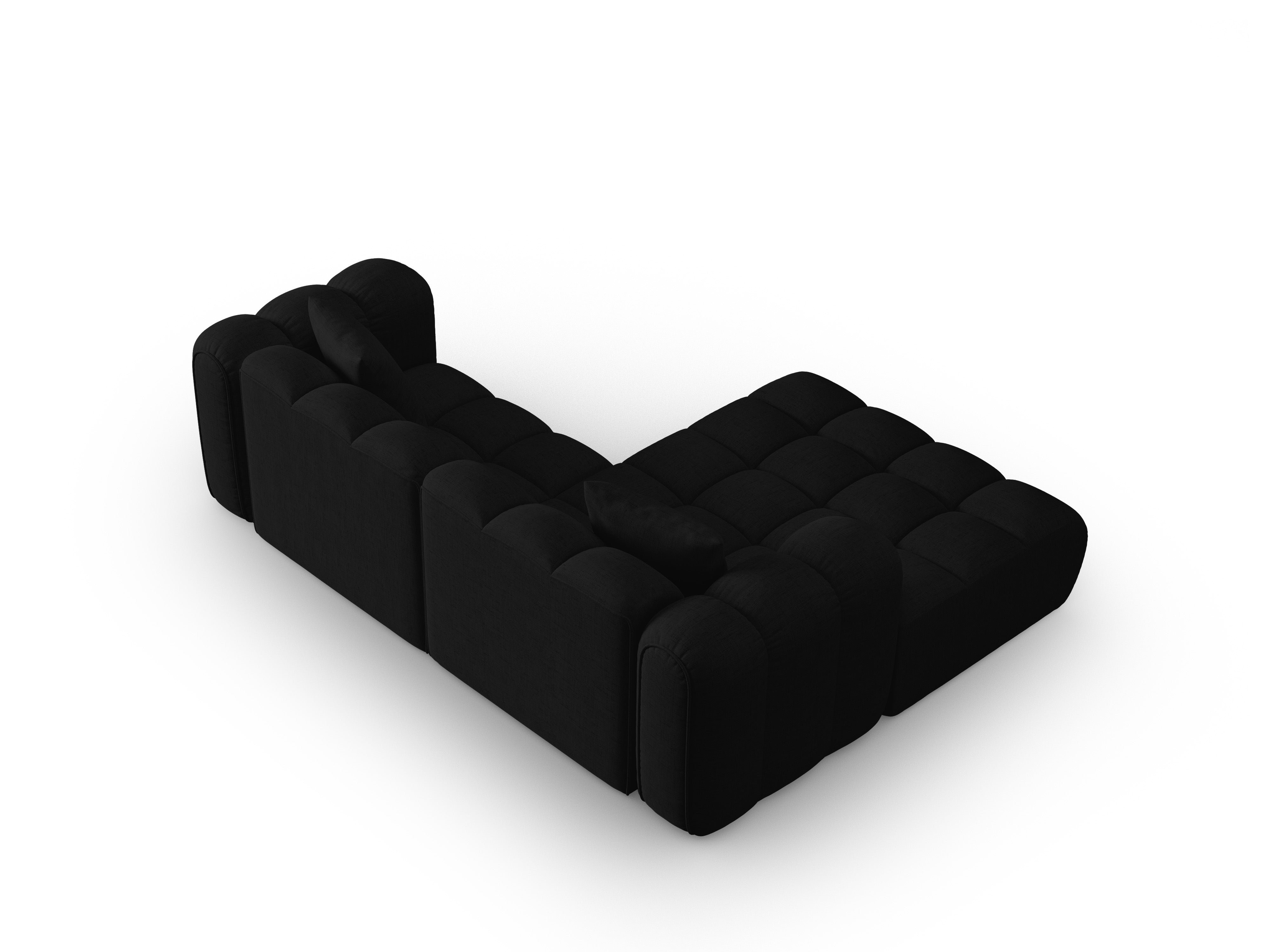 3-sitziger linker Ecksofa ASTRO schwarzer Chenille
