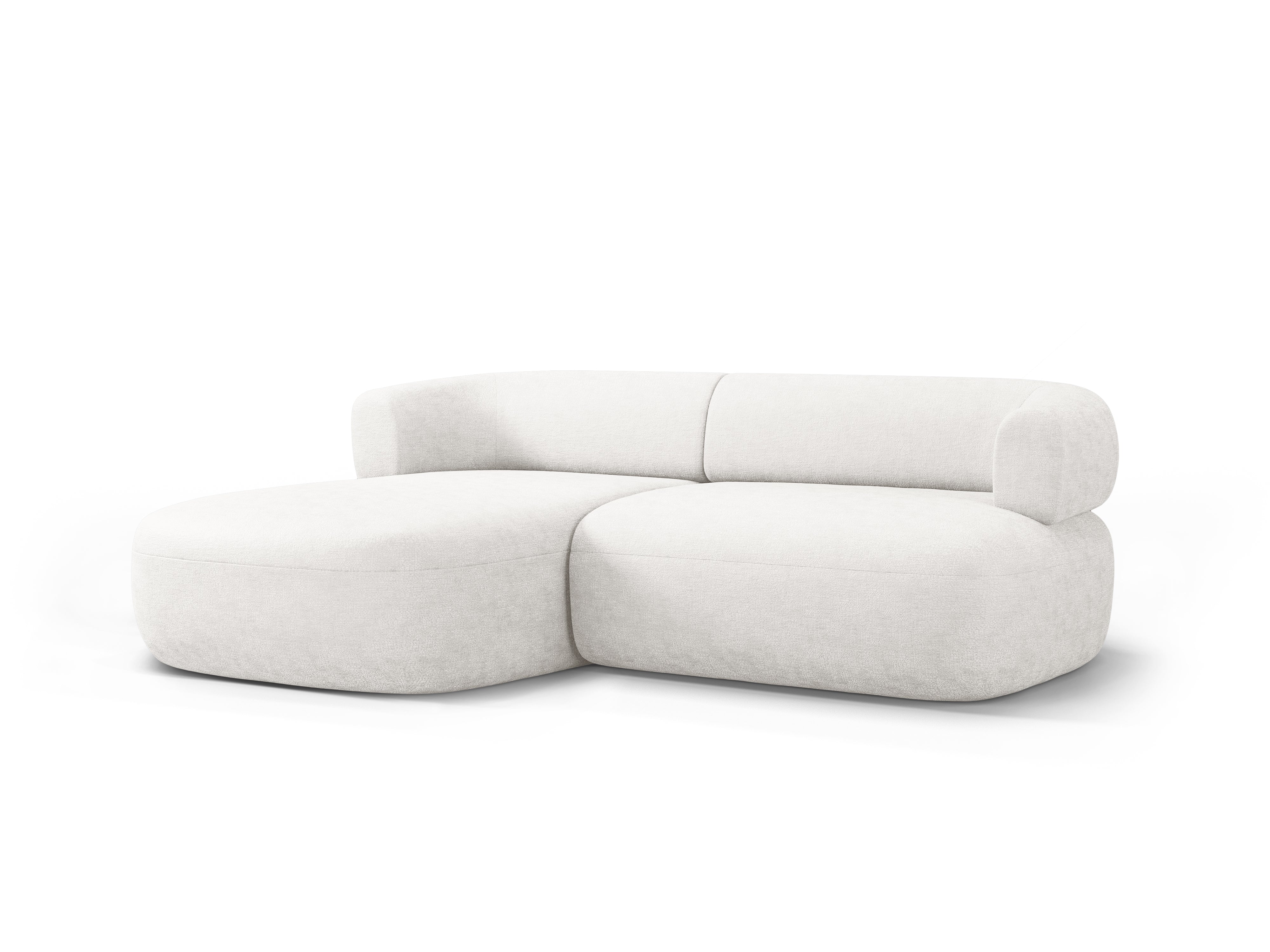 Links 2-zits hoekbank ALDRIN lichtbeige chenille