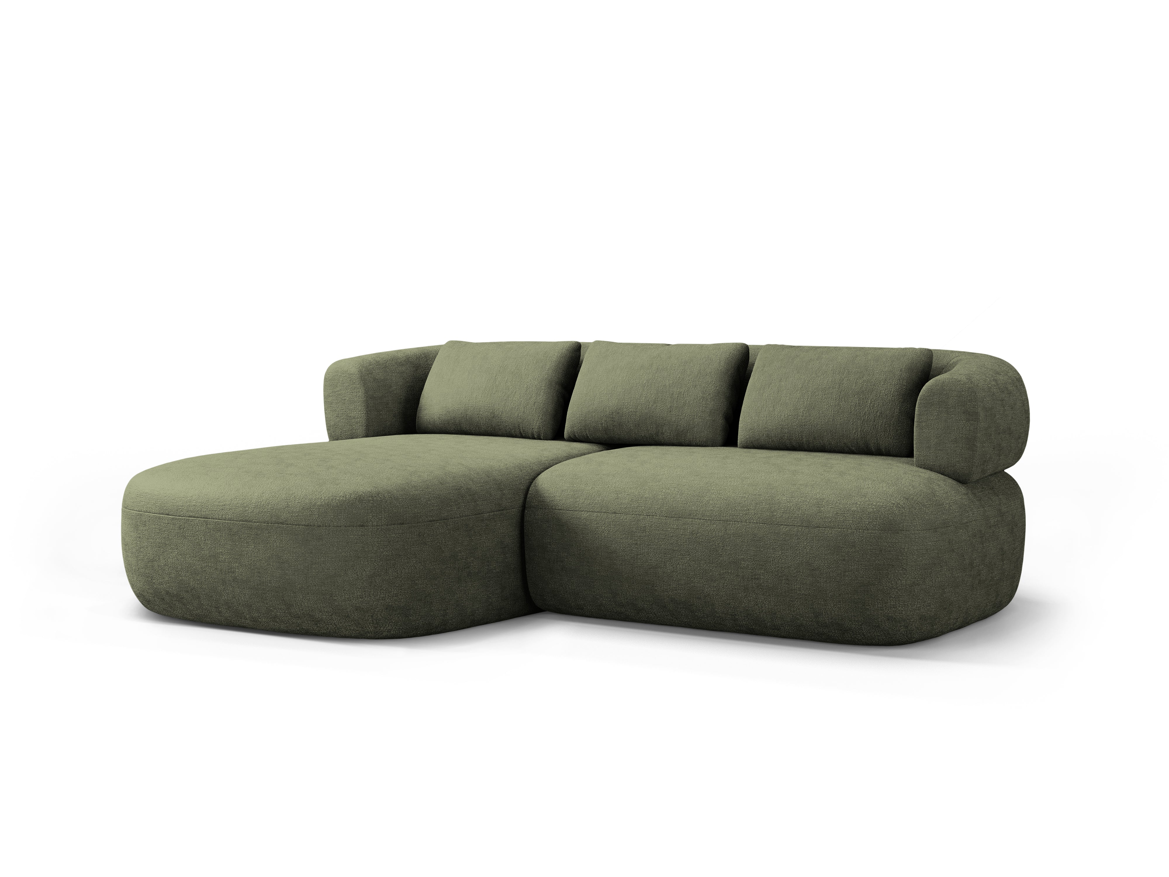 Tweepersoons linkerhoekbank ALDRIN in groene chenille