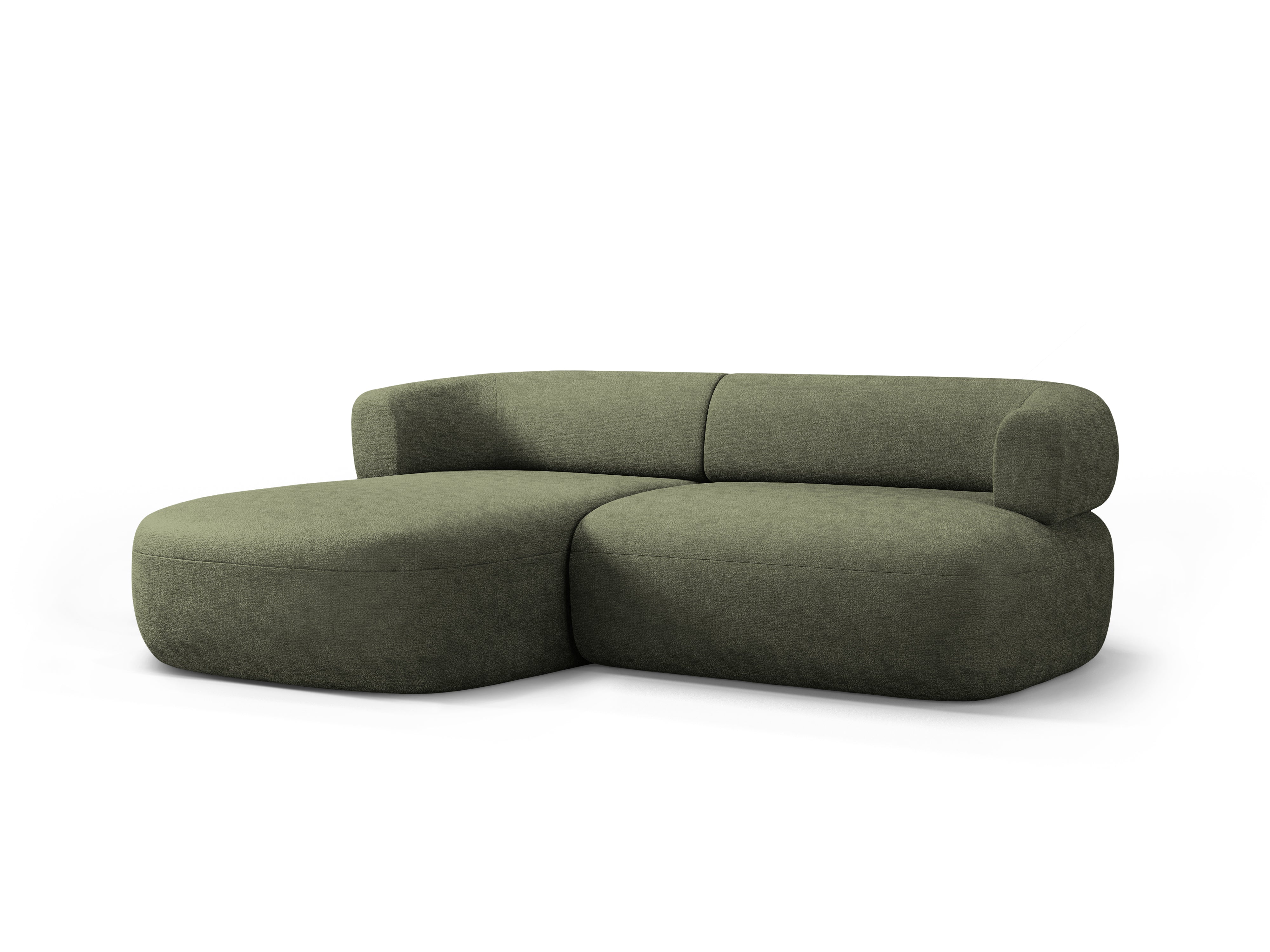 Tweepersoons linkerhoekbank ALDRIN in groene chenille
