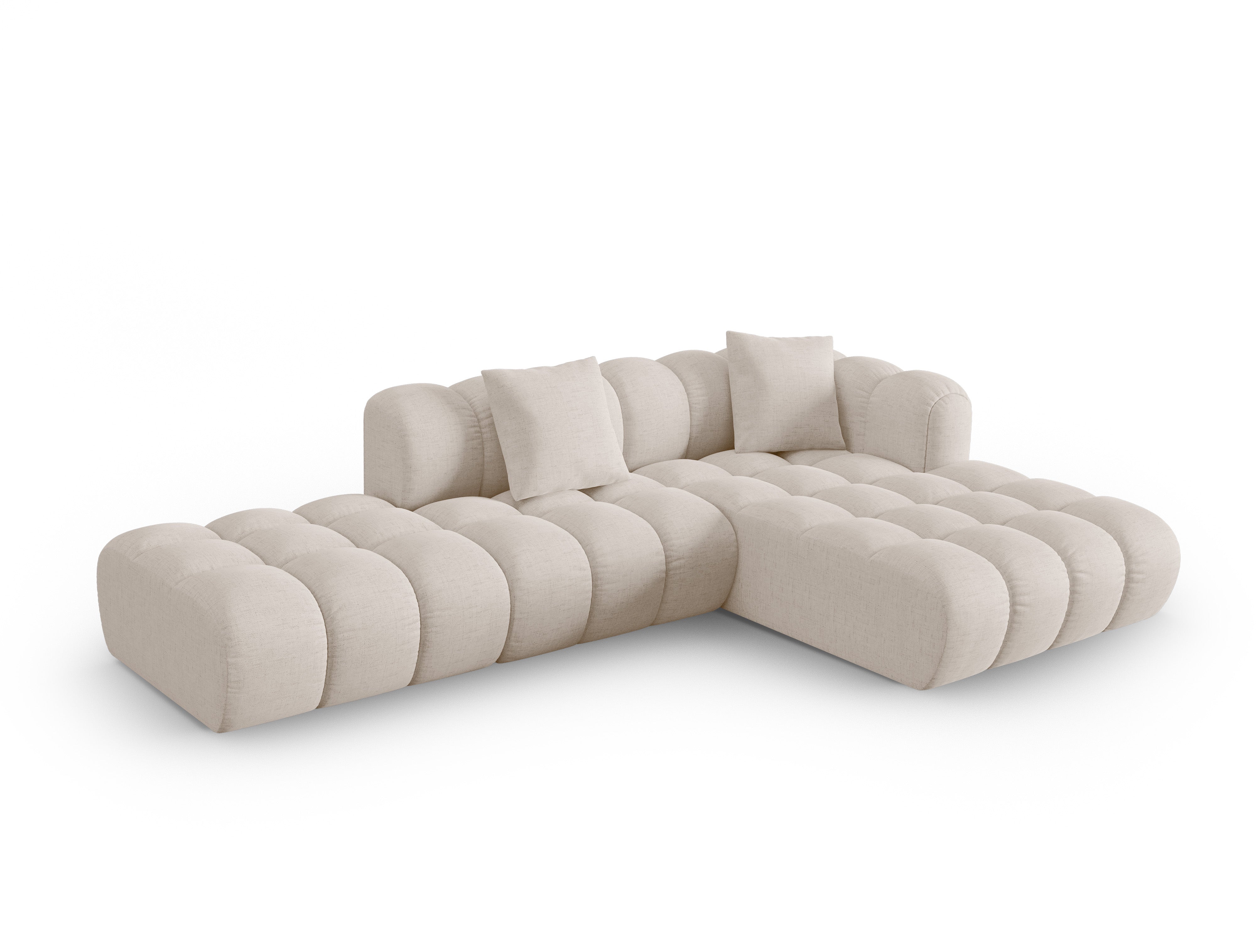 Offene rechteckige Eckcouch ASTRO beige Chenille