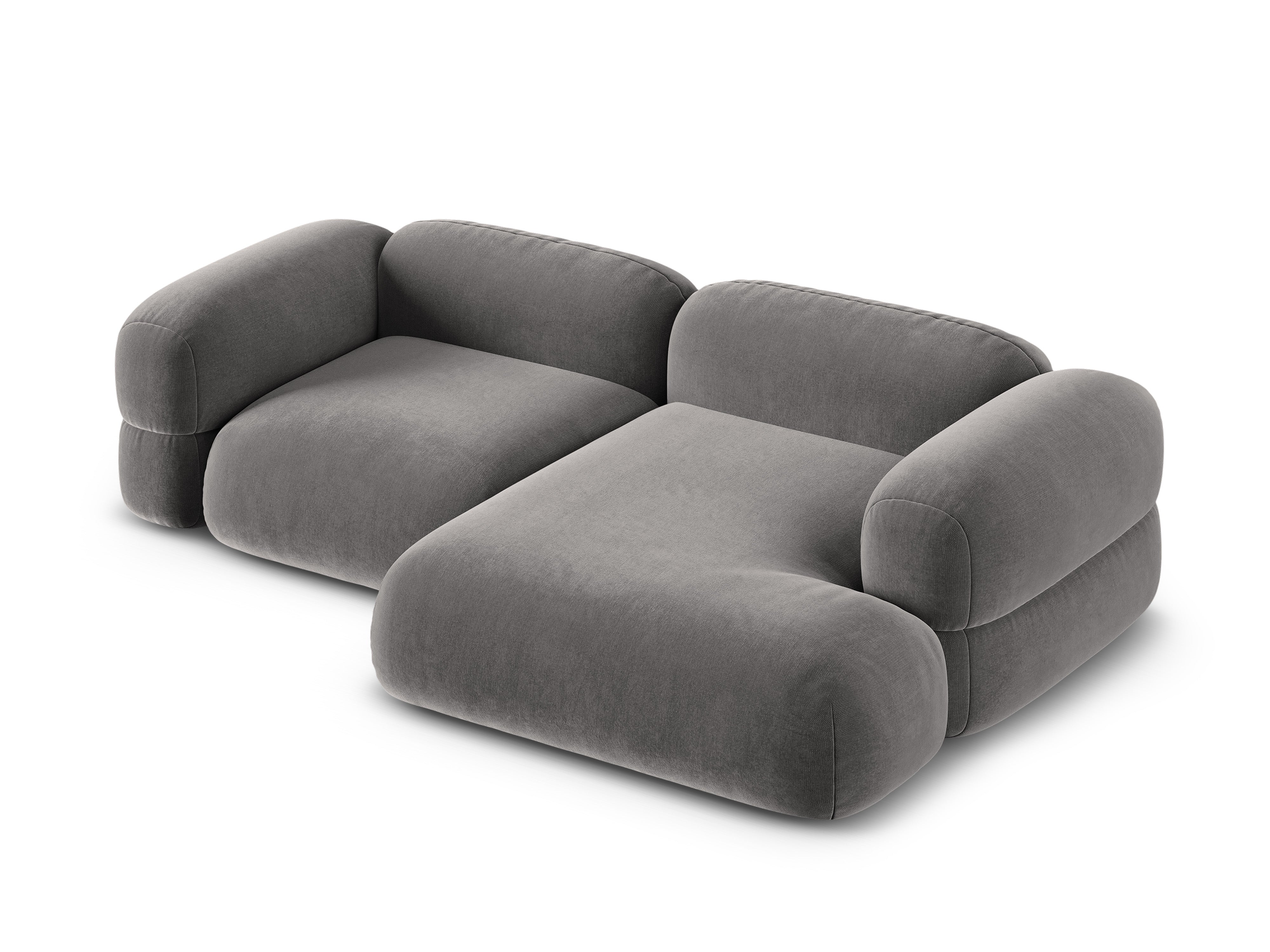 Samt-Ecksofa rechts ROGER grau