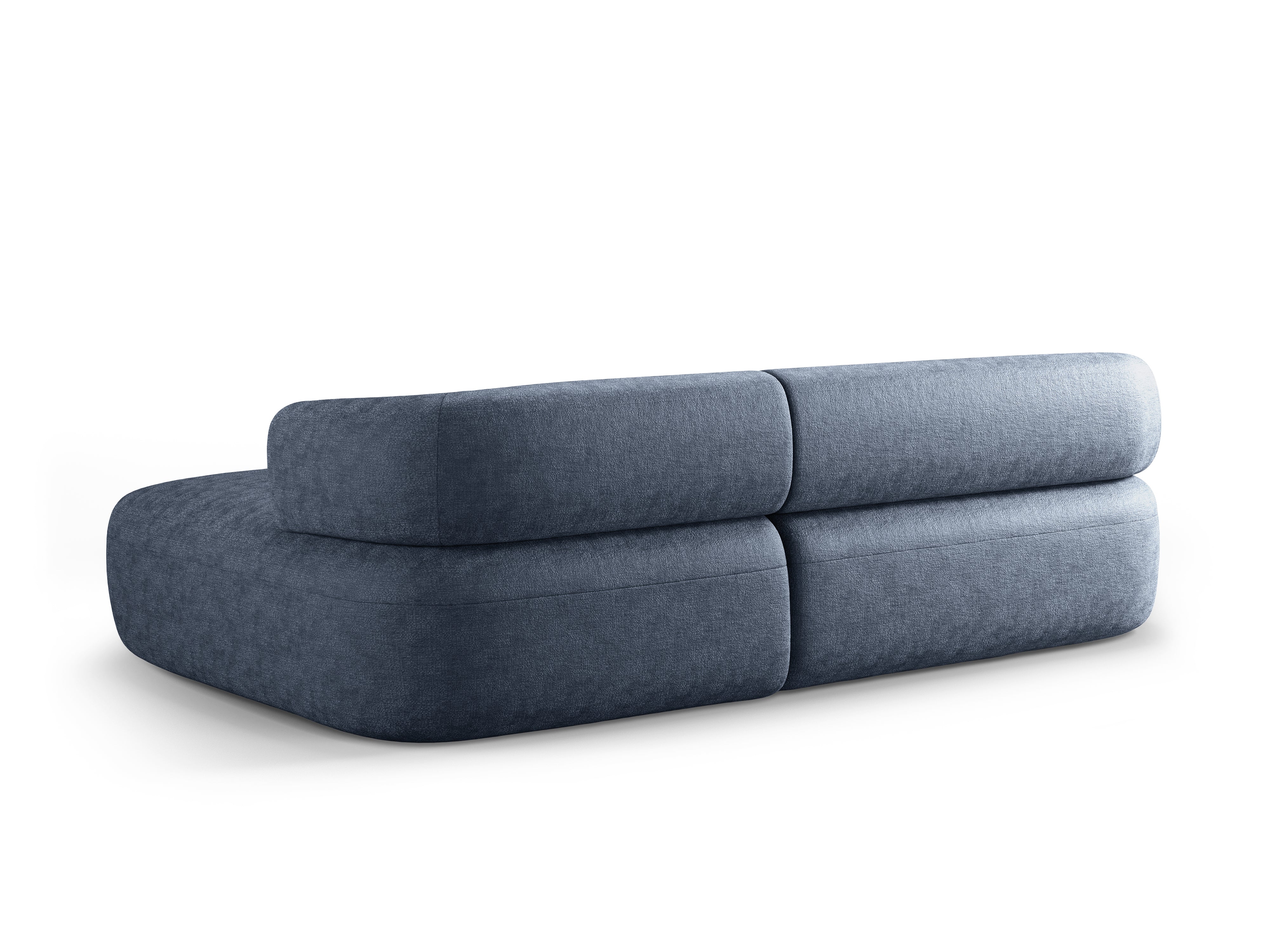 Driepersoons hoekbank rechts ALDRIN in marineblauwe chenille