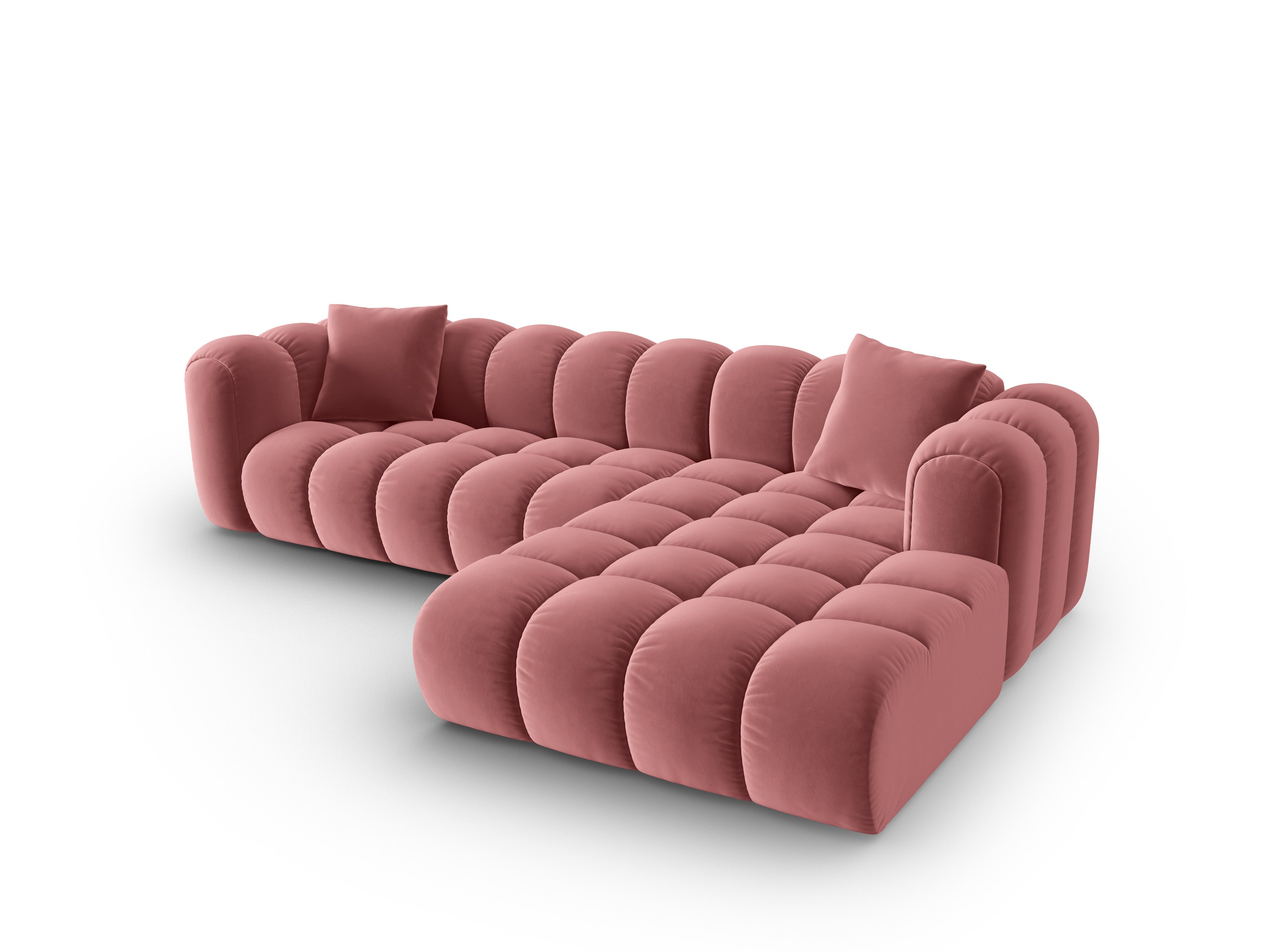 Velvet corner sofa for 4 people right-sided ASTRO pink