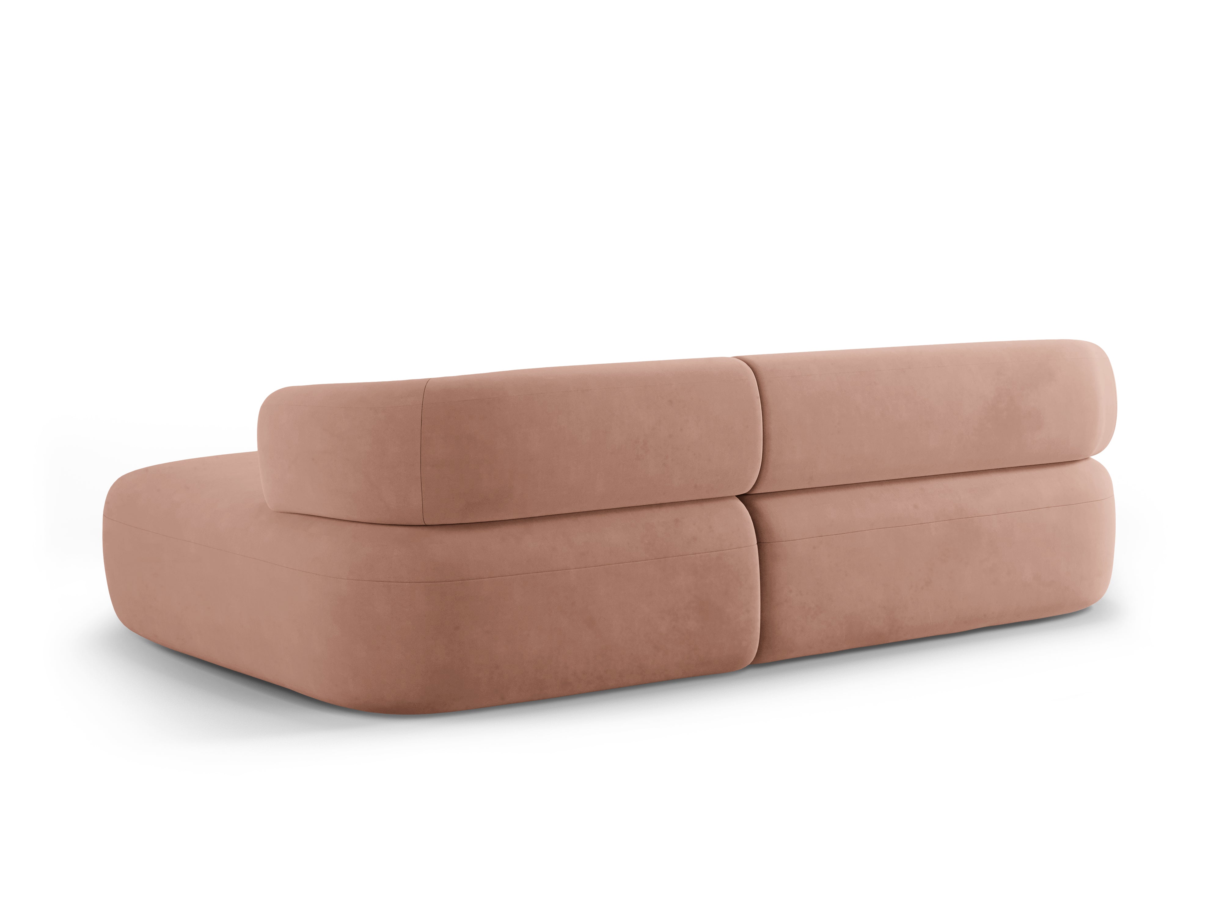 Roze ALDRIN 3-zits fluwelen hoekbank rechts