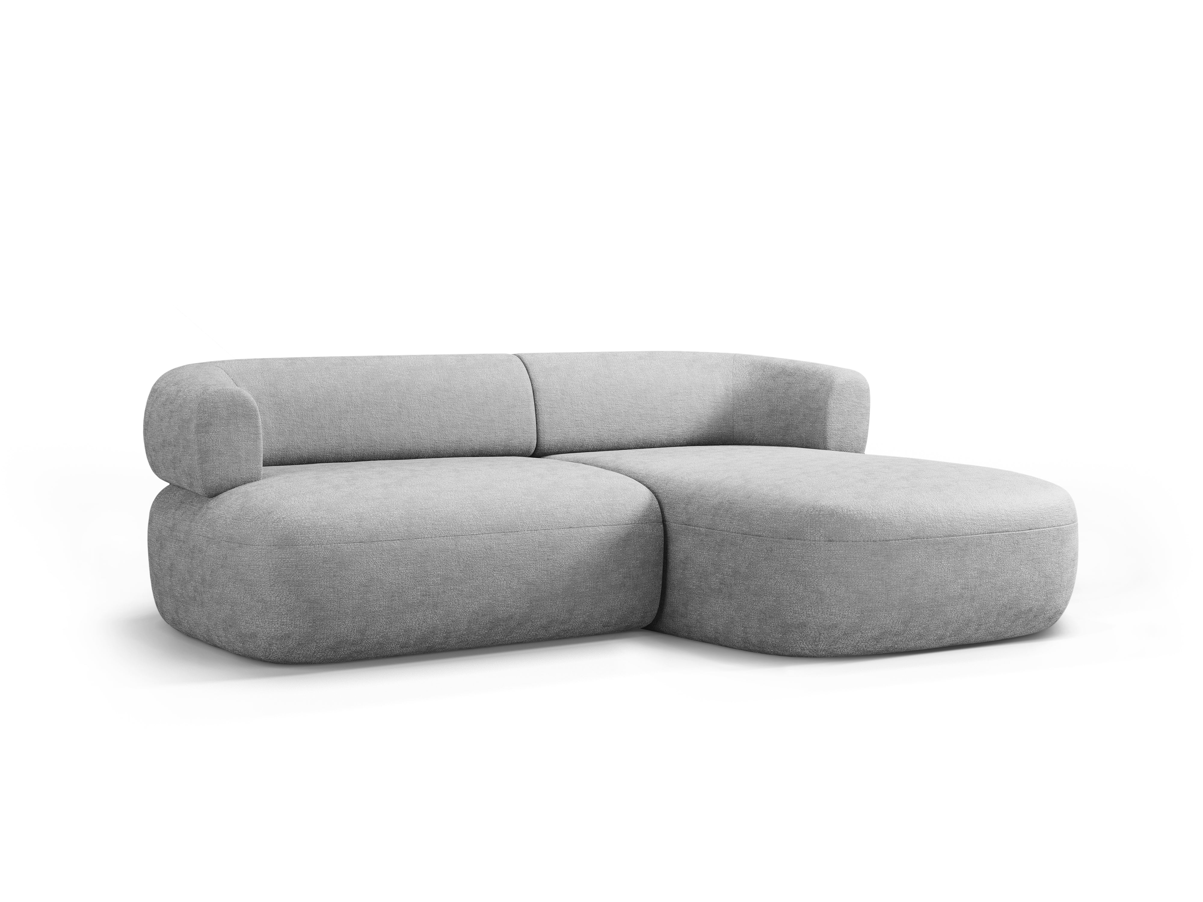 Grijze chenille 2-zits hoekbank ALDRIN rechts.