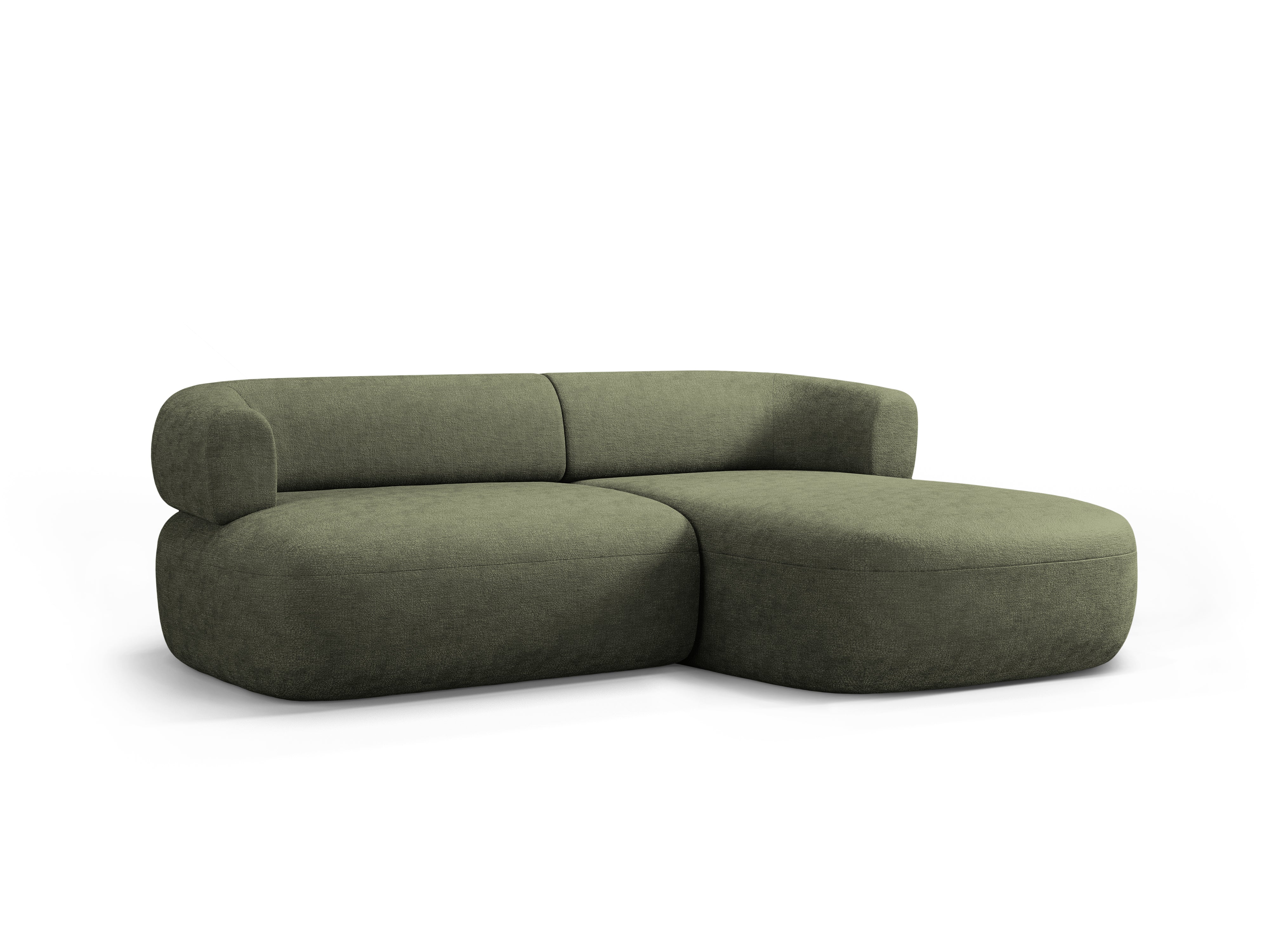 Tweepersoons hoekbank rechts ALDRIN in groene chenille