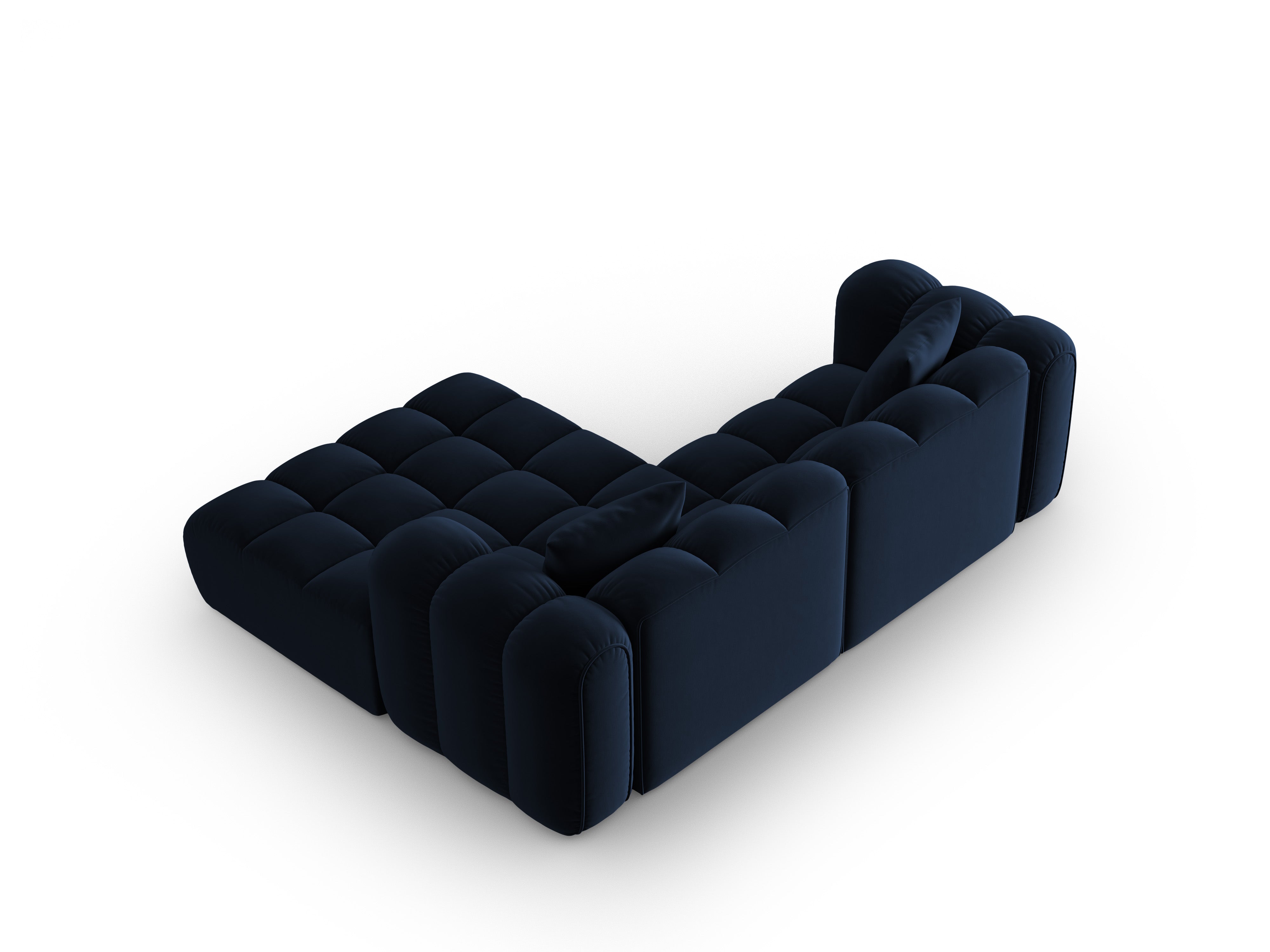 Fluwelen hoekbank voor 3 personen, rechts ASTRO, koninklijk blauw