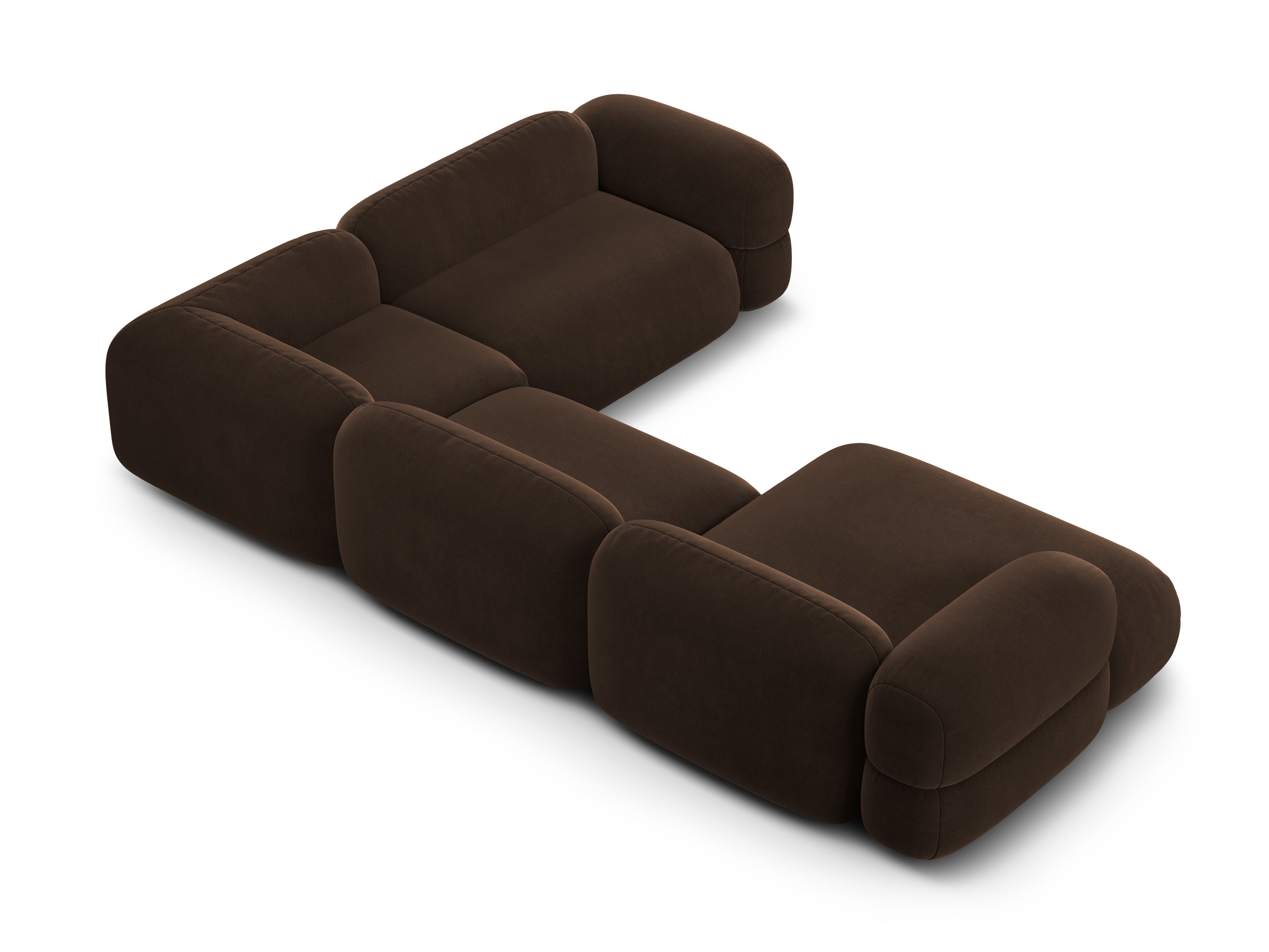 Right-facing U-shaped velvet corner sofa ROGER chocolate