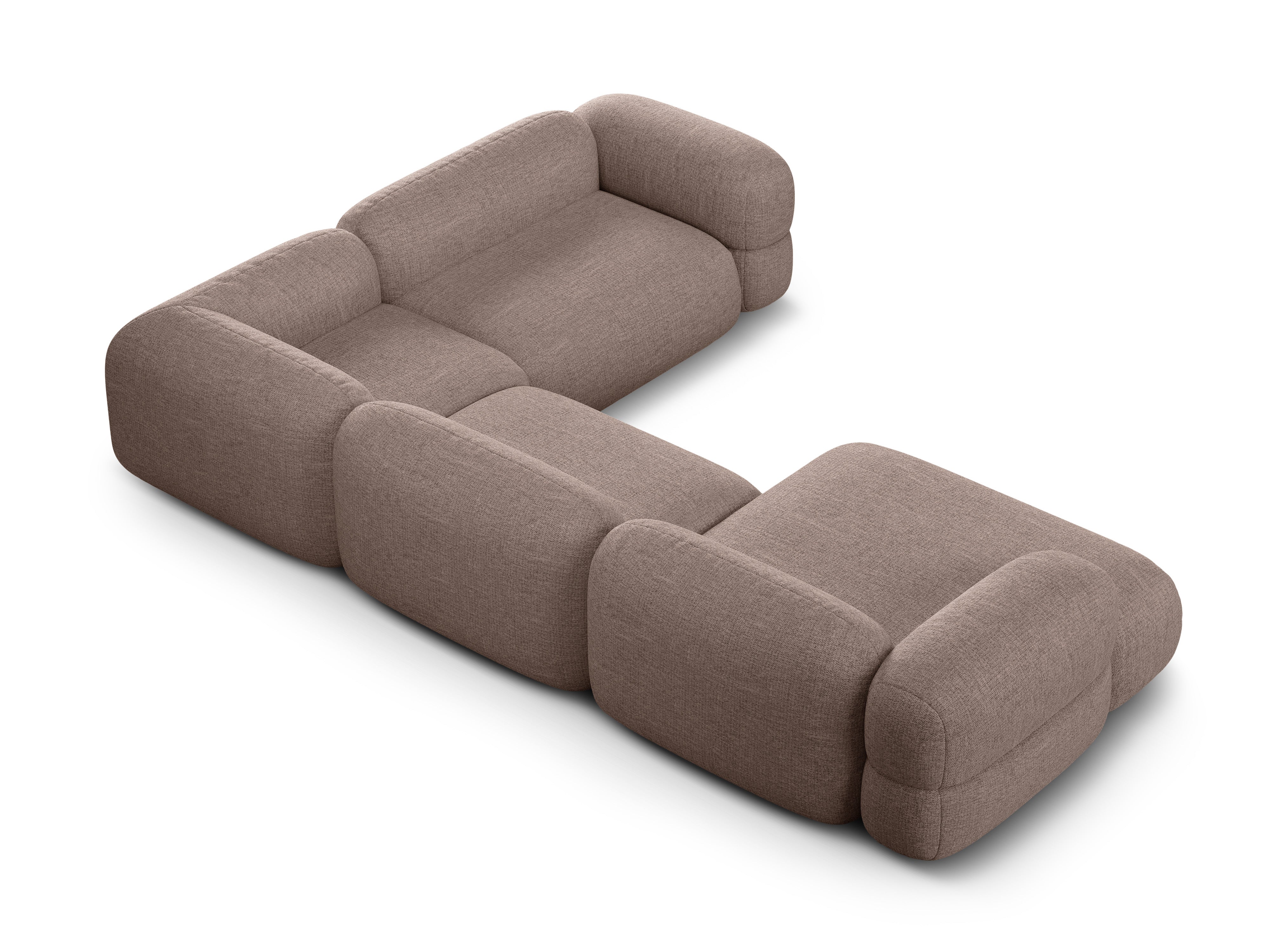 Right-facing U-shaped corner sofa ROGER cappuccino chenille