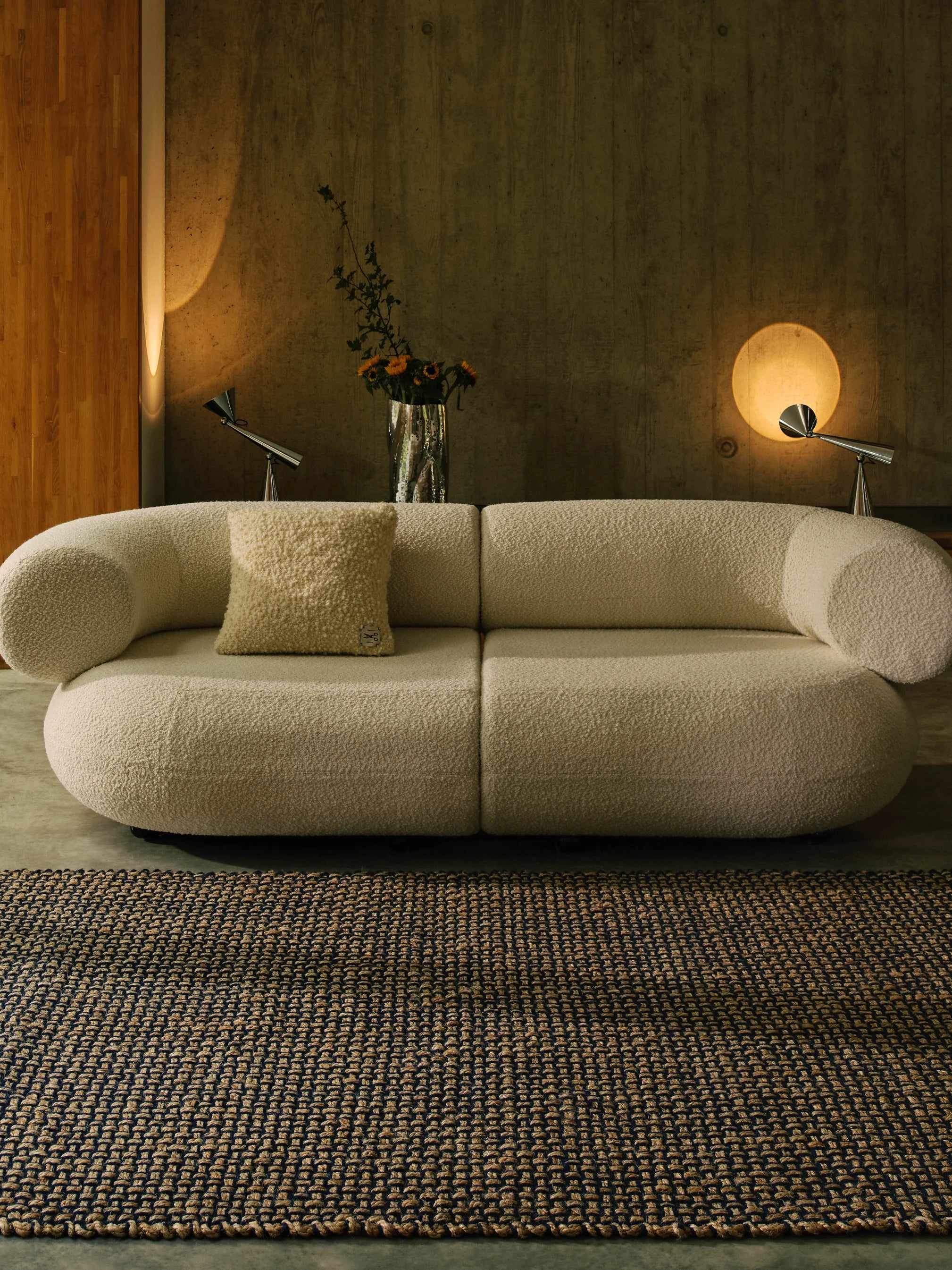 Teppich WEAVE dunkelblau mit beige