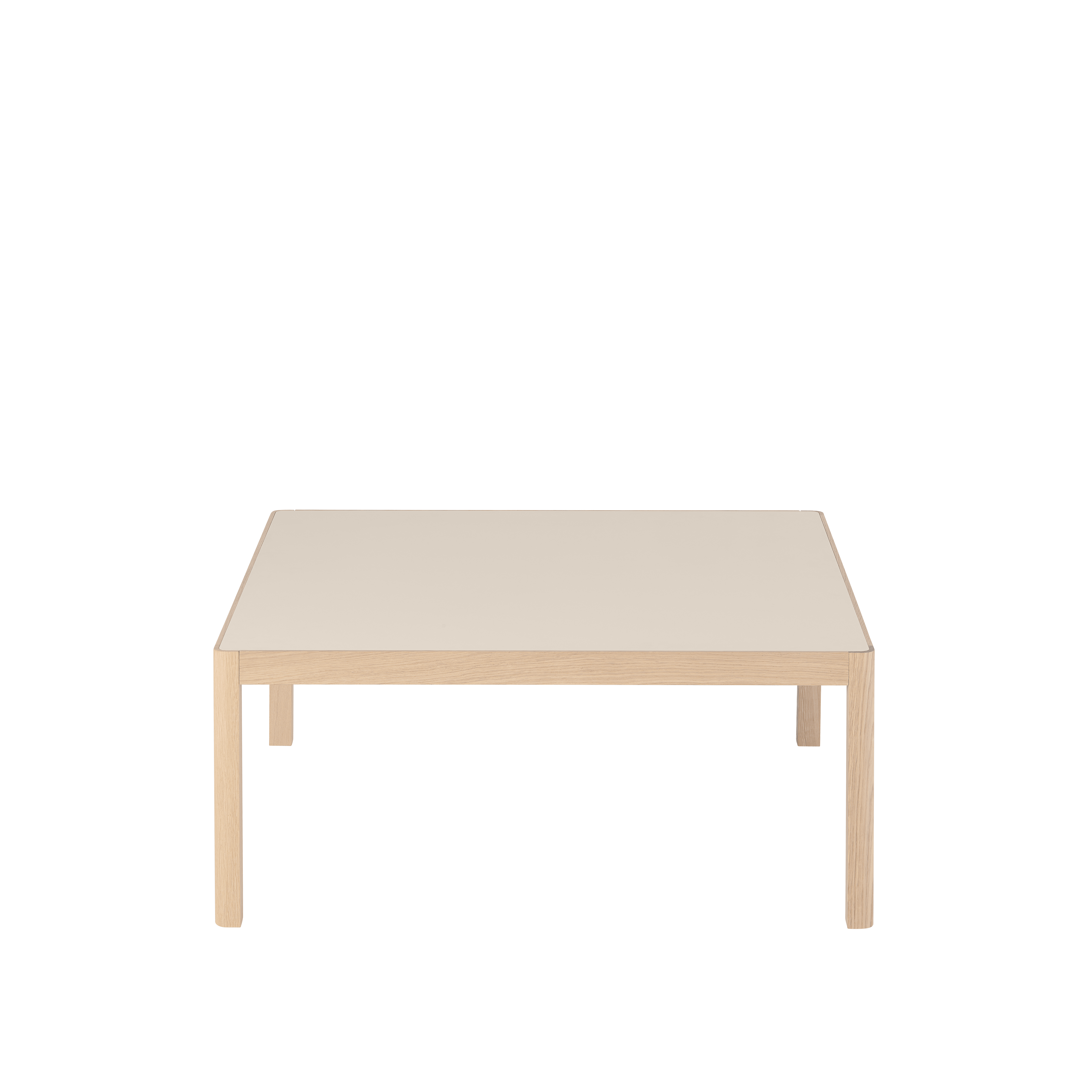 Koffietafel WORKSHOP grijs linoleum met eiken basis