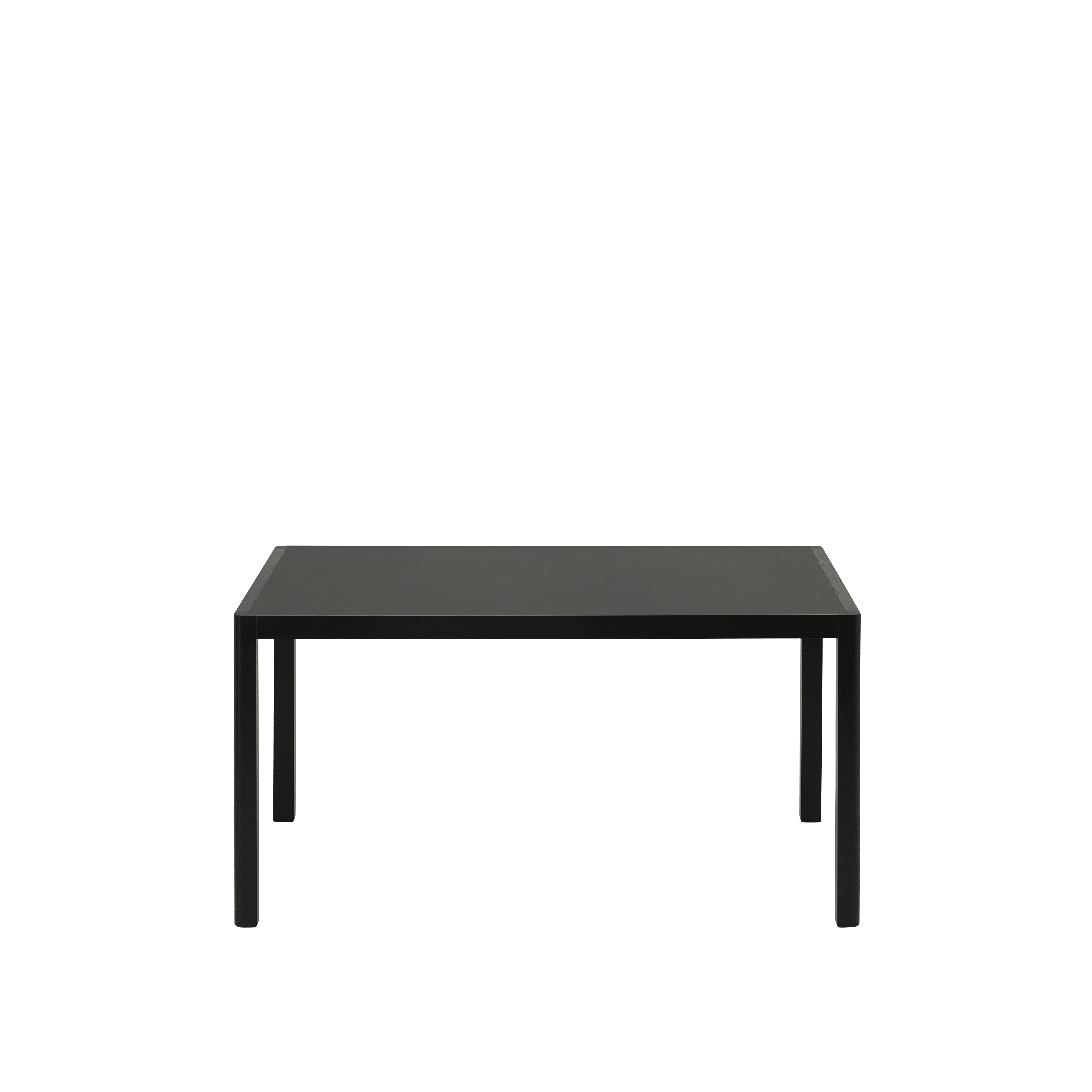 Tisch WORKSHOP mit schwarzem Linoleum und schwarzem Eichenfuß