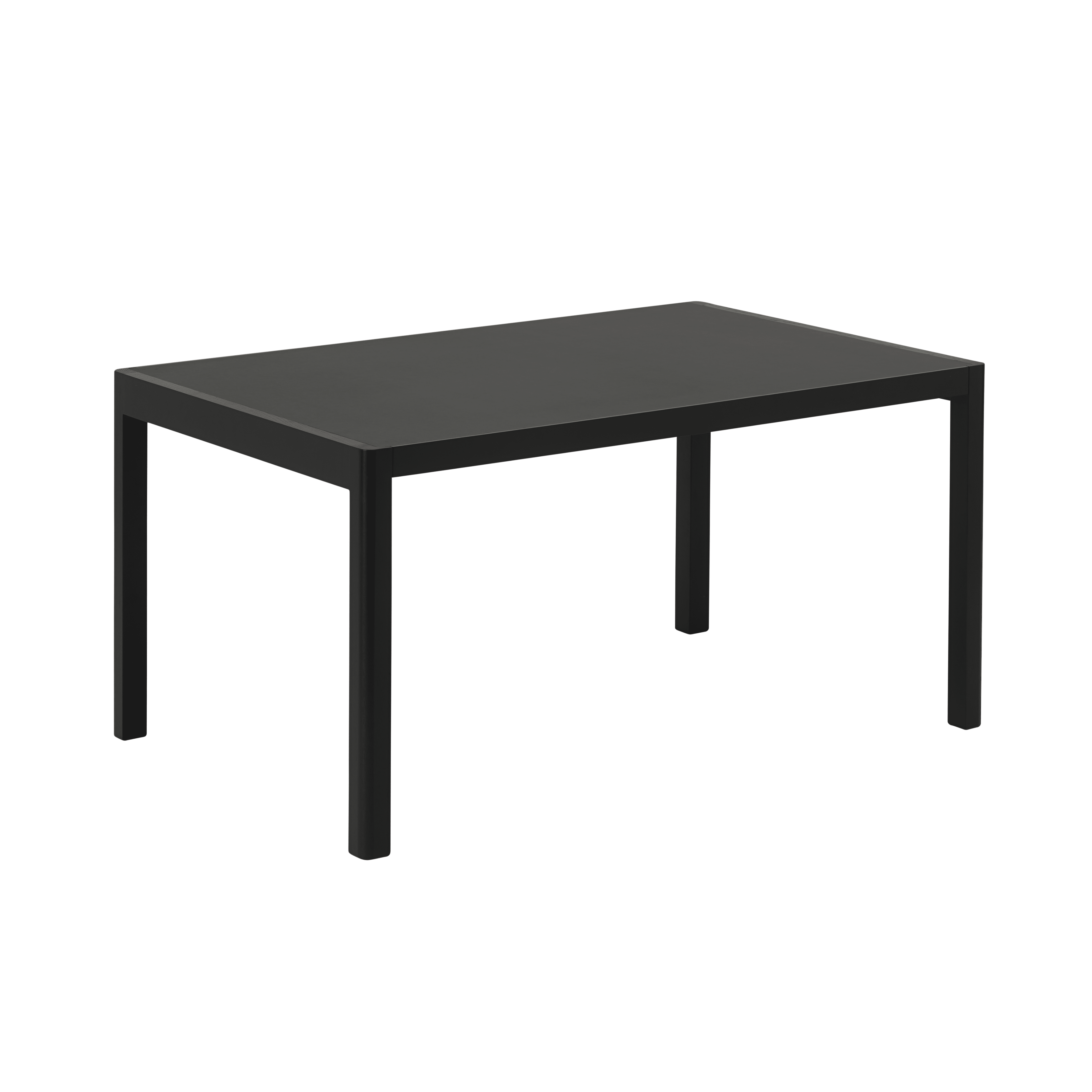 Tisch WORKSHOP mit schwarzem Linoleum und schwarzem Eichenfuß