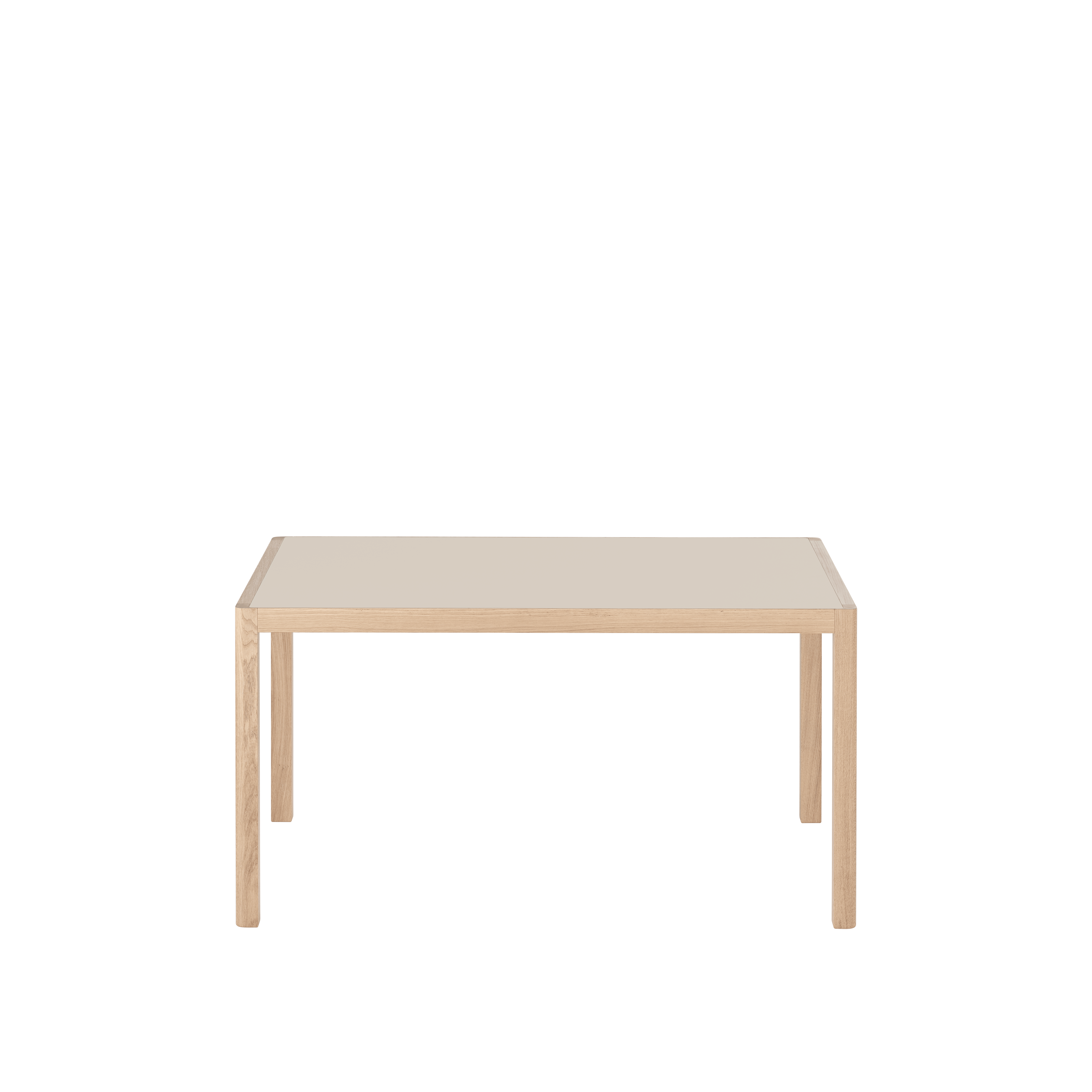 Tafel WORKSHOP grijs linoleum met eiken basis