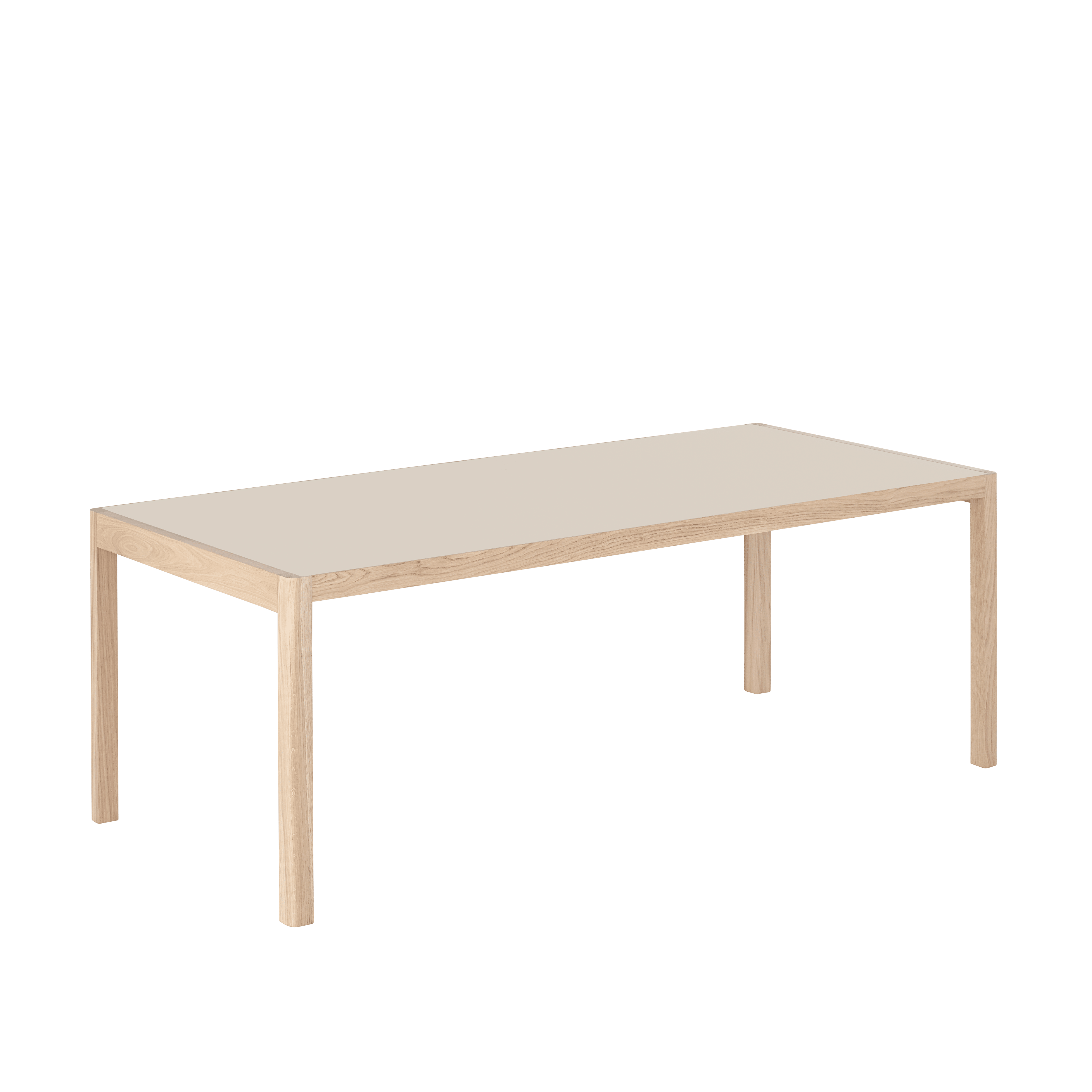 Tafel WORKSHOP grijs linoleum met eiken basis