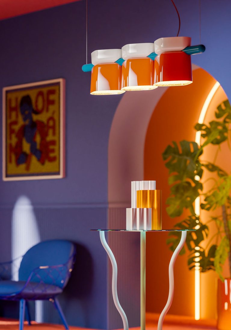 Lampa wisząca ceramiczna YAKITORI mokka z pomarańczowym i szałwiowym zielonym