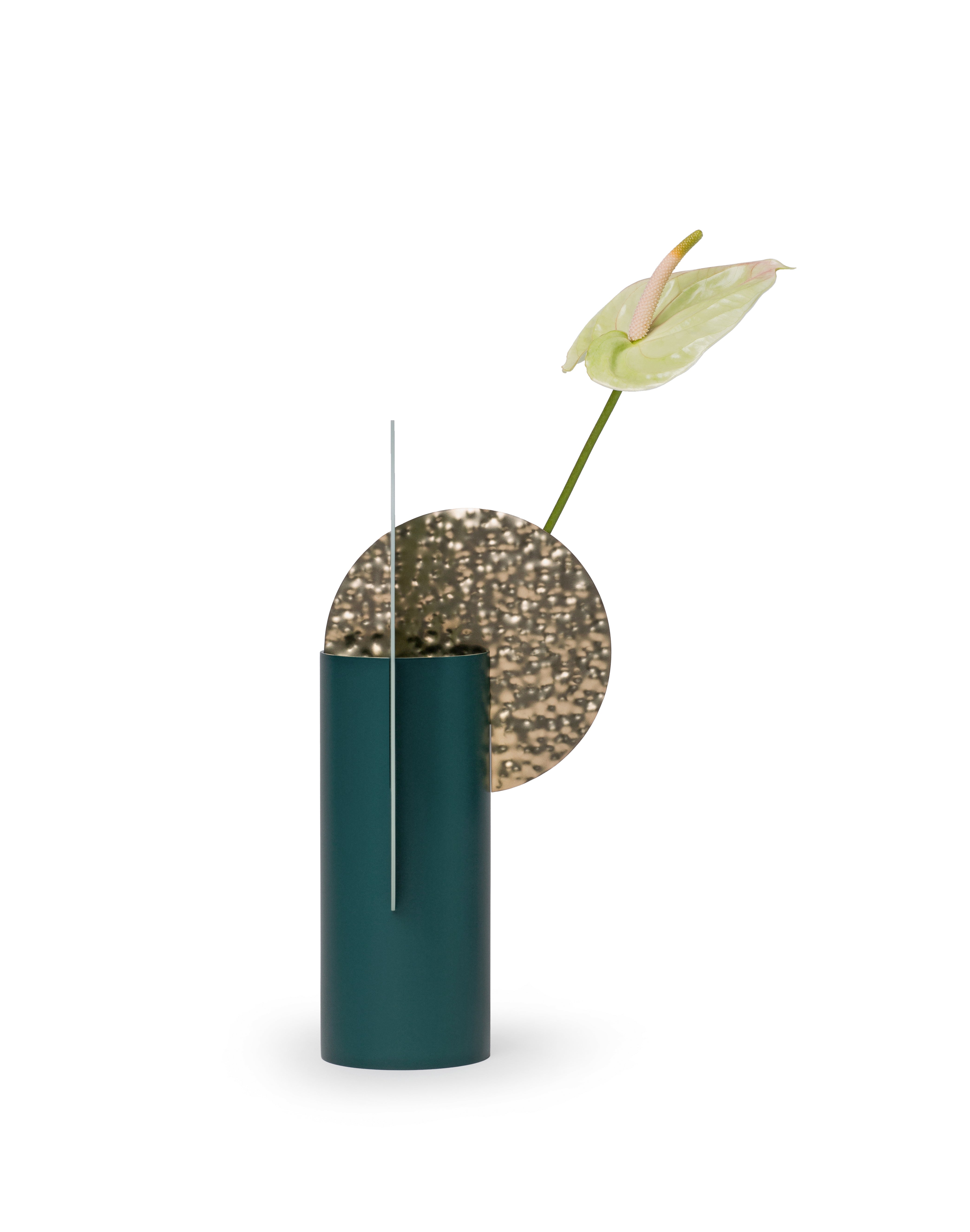 Vase YERMILOV - NUMMERIERTE EDITION grün mit Messing