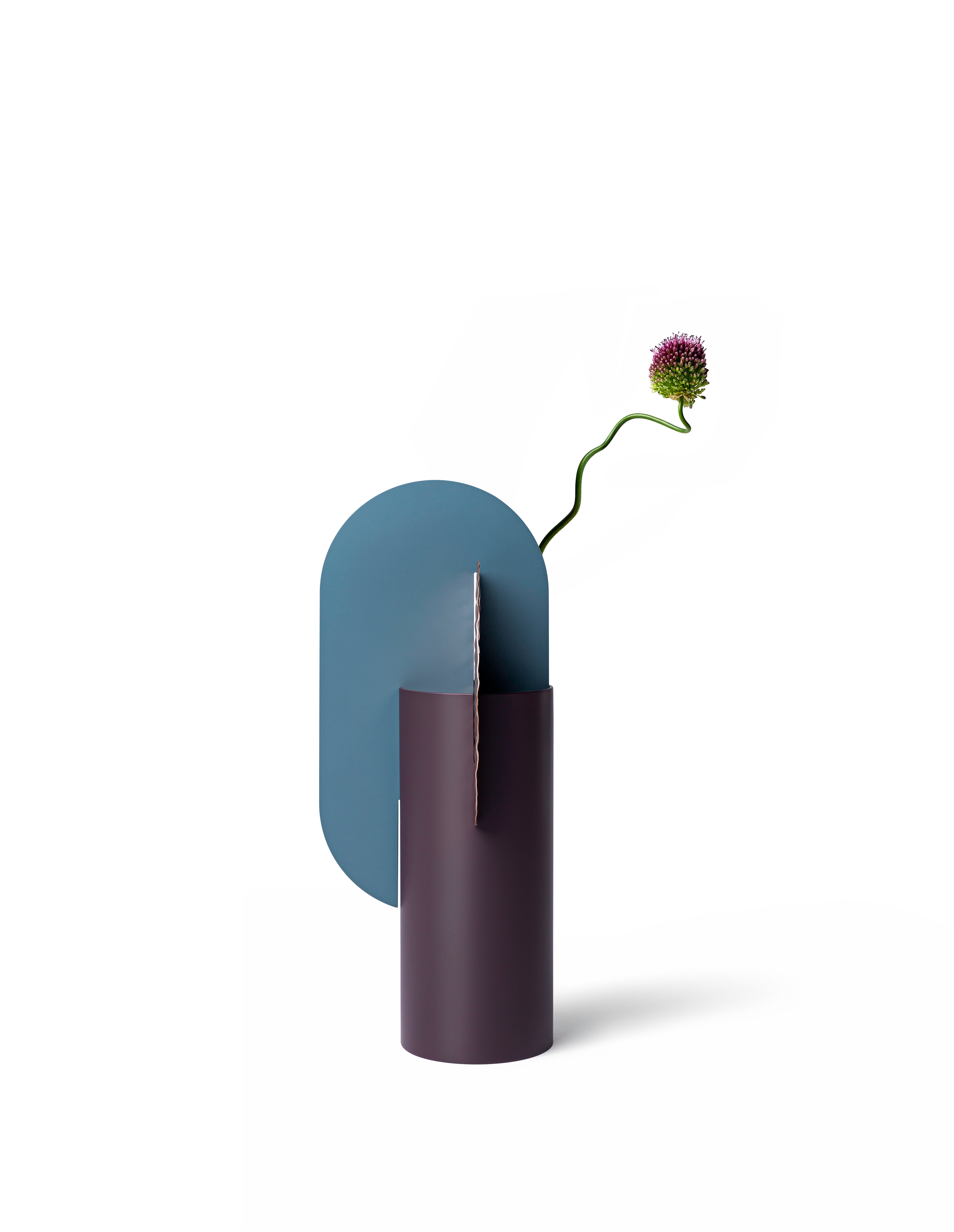 YERMILOV Vase - NUMBERED EDITION burgundy with blue and copper