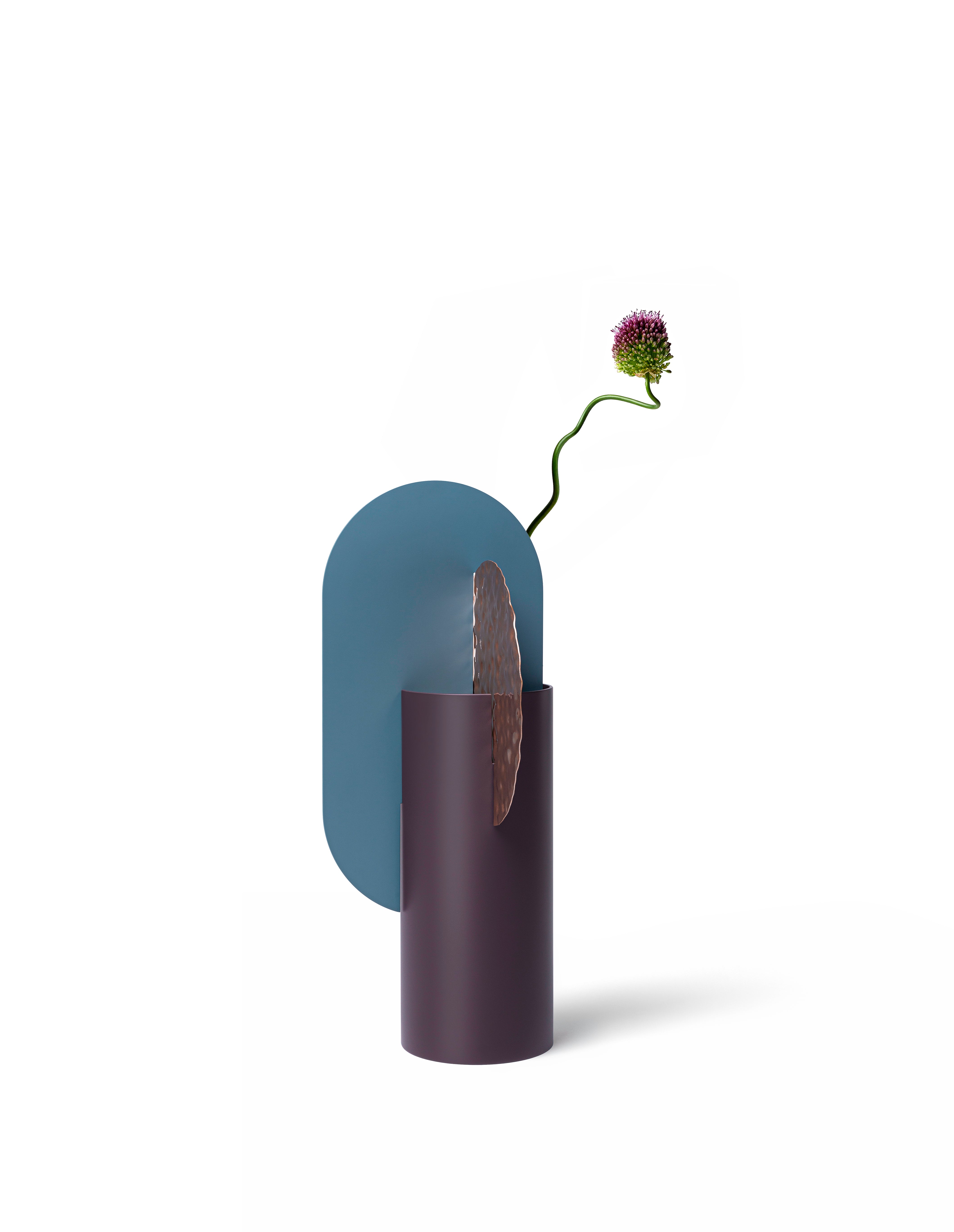 YERMILOV Vase - NUMBERED EDITION burgundy with blue and copper