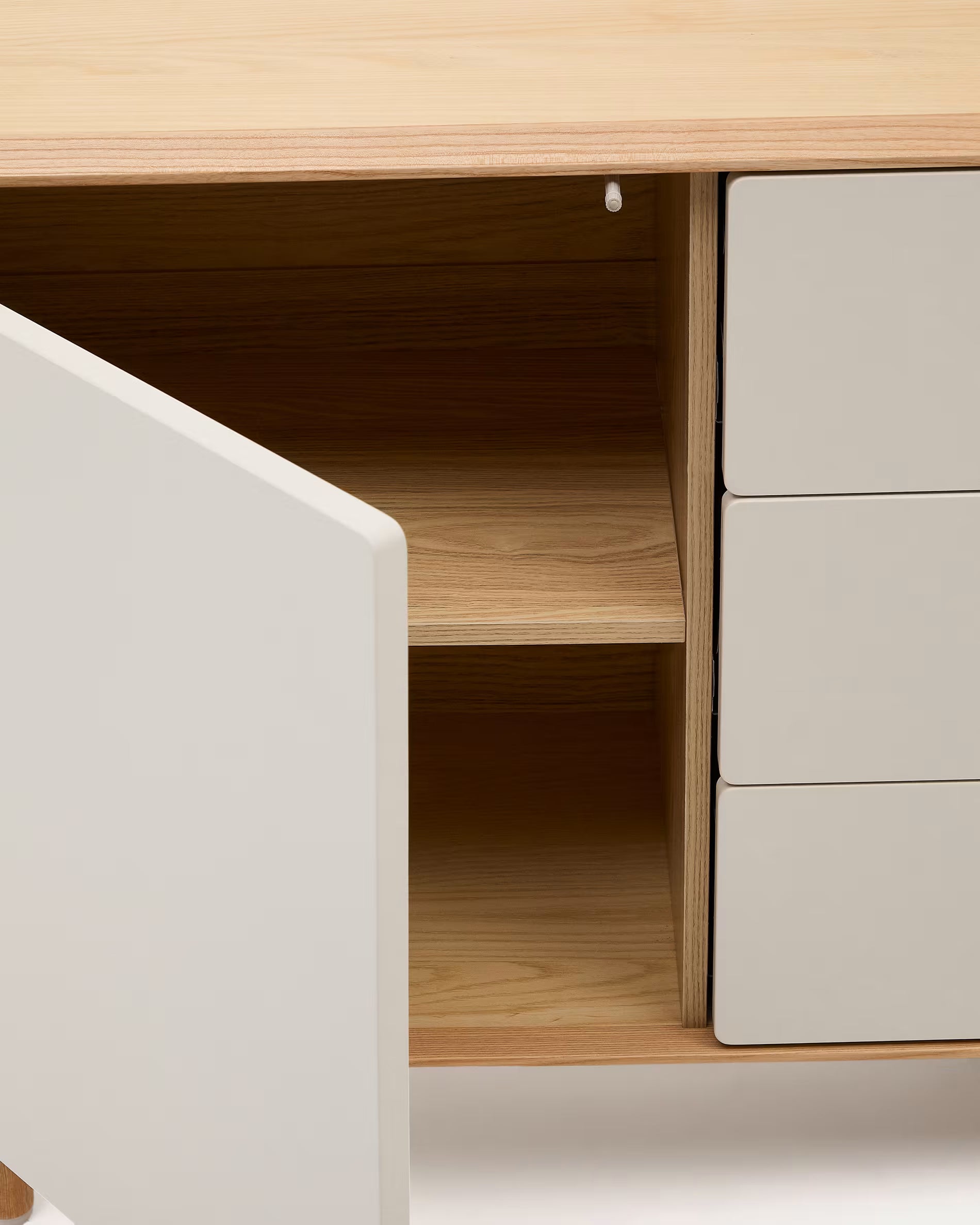 ANIELLE Chest of Drawers in Light Gray with Wood