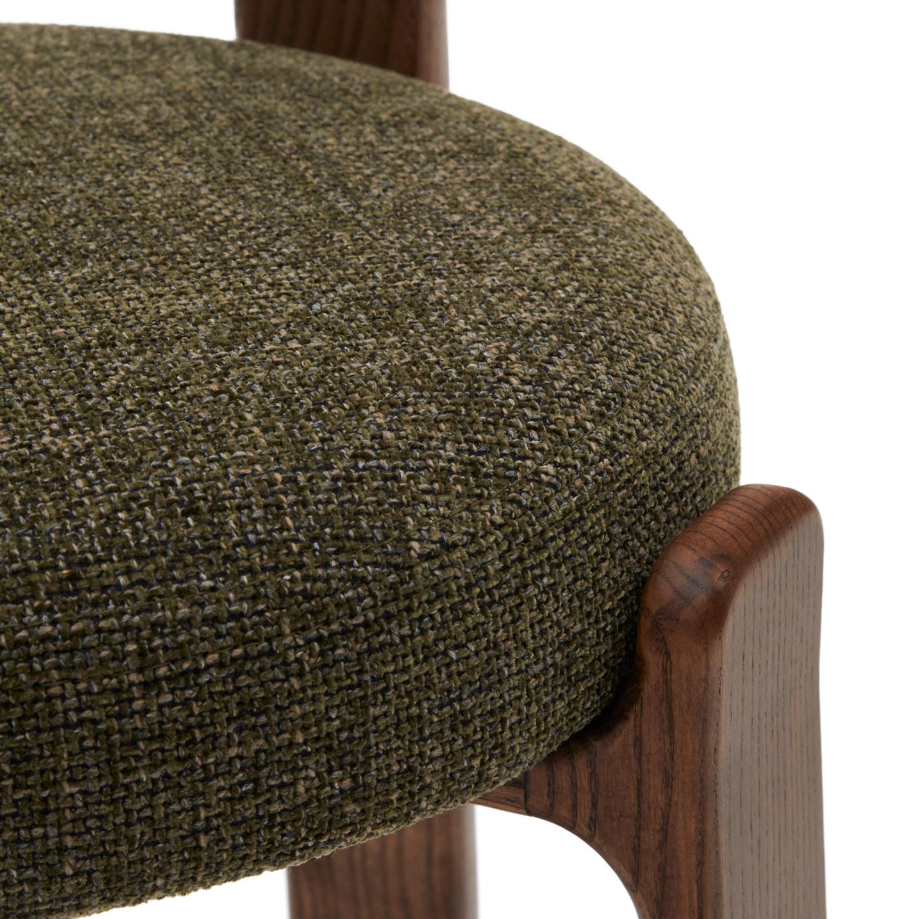 GRANITE chair in green chenille with a dark ash base