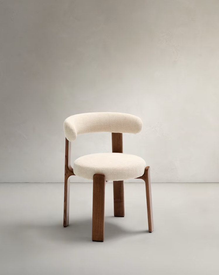 GRANITE chair in beige chenille with a dark ash base