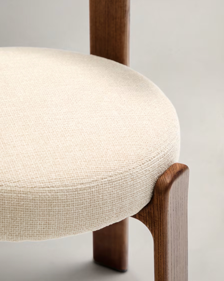 GRANITE chair in beige chenille with a dark ash base