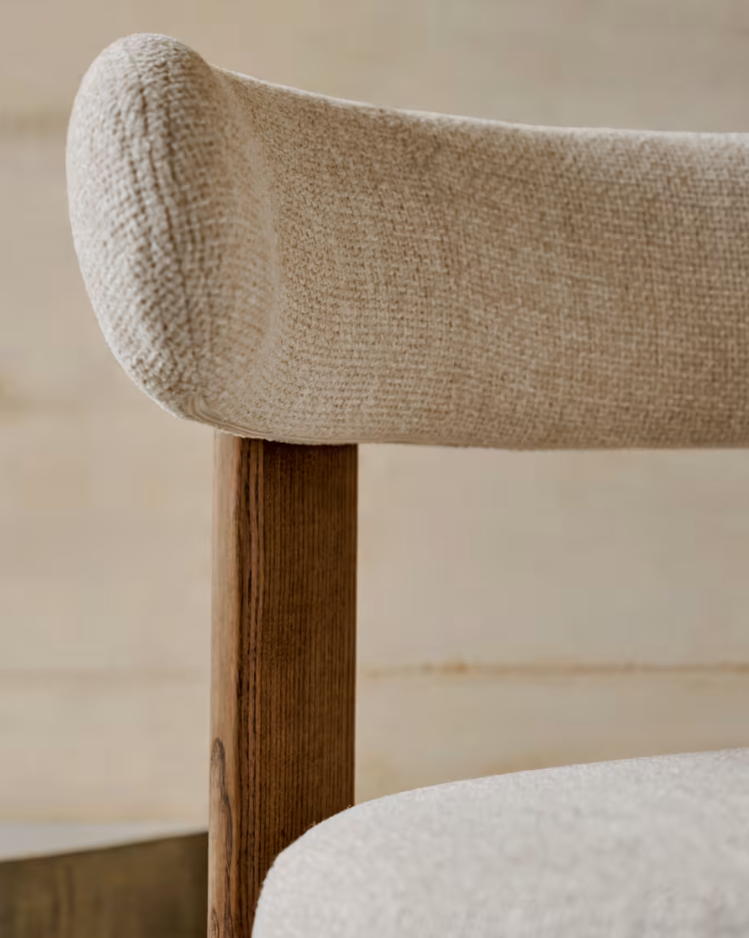 GRANITE chair in beige chenille with a dark ash base