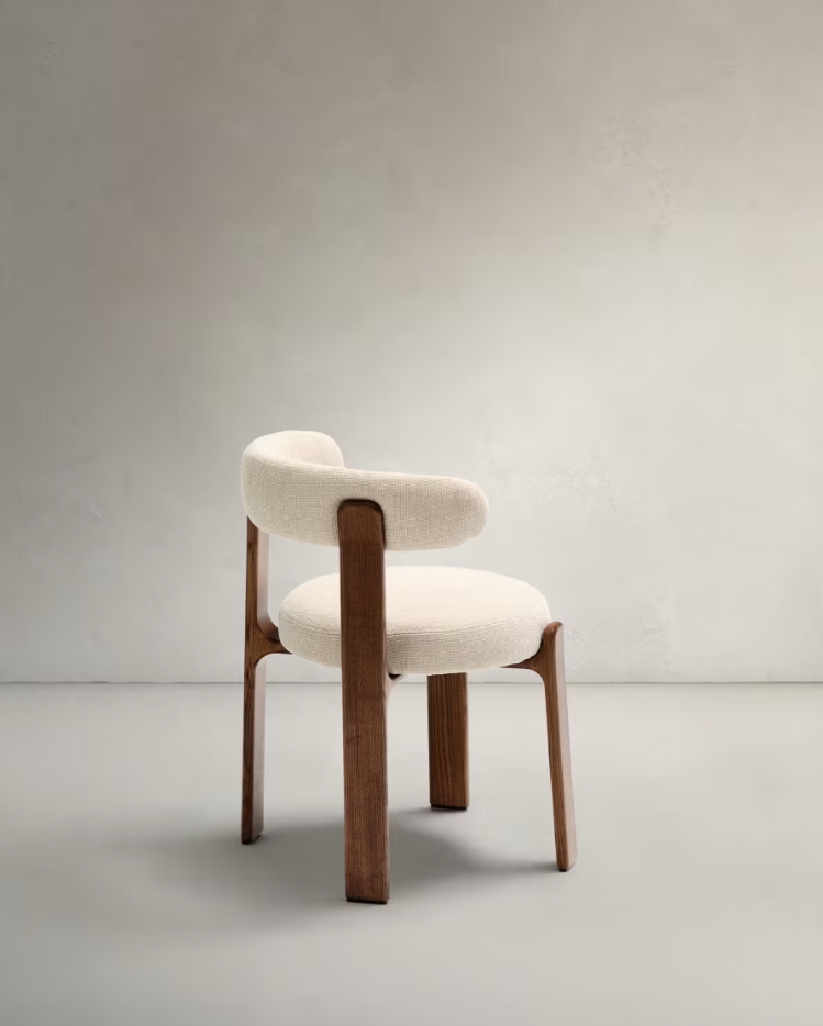 GRANITE chair in beige chenille with a dark ash base