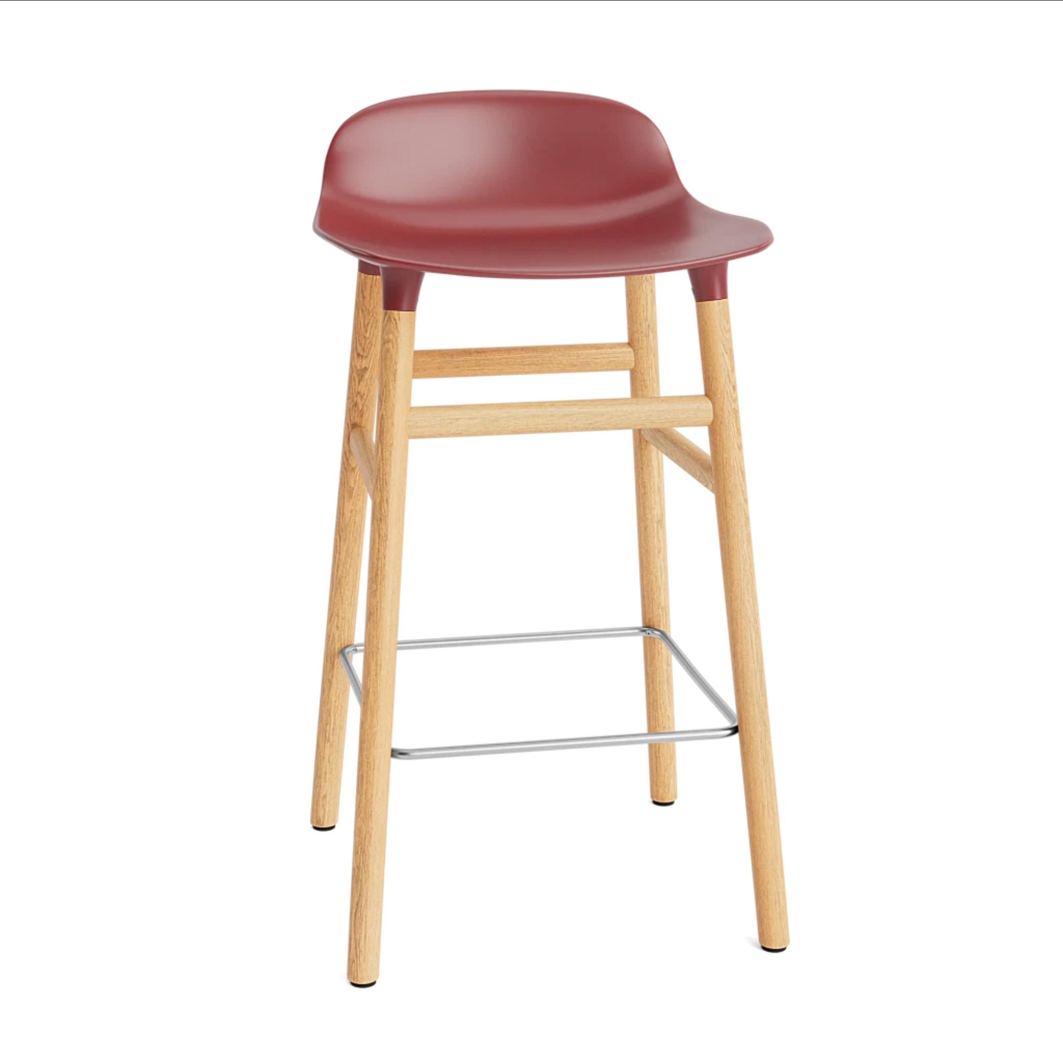 Hocker FORM bordeaux met eiken basis