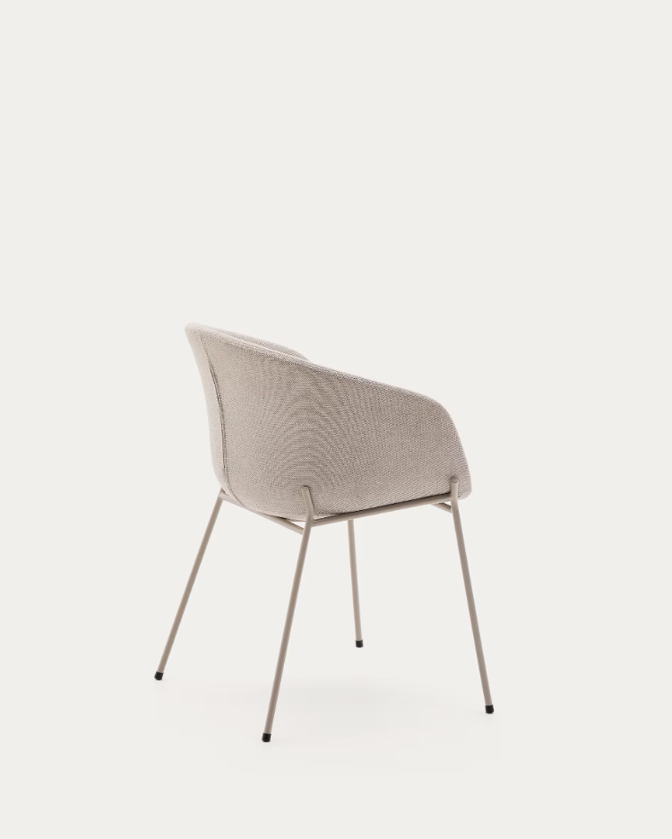 Yvette beige Stuhl mit einer Beige -Basis