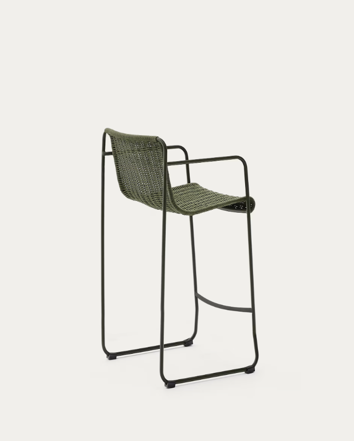 External Hocker Maurina Zielony with a green steel base