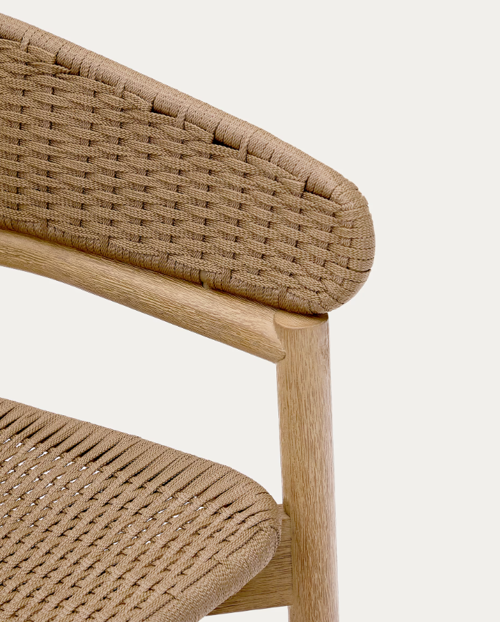 Hoker zewnętrzny ARINELLA lite drewno akacjowe z beżową liną